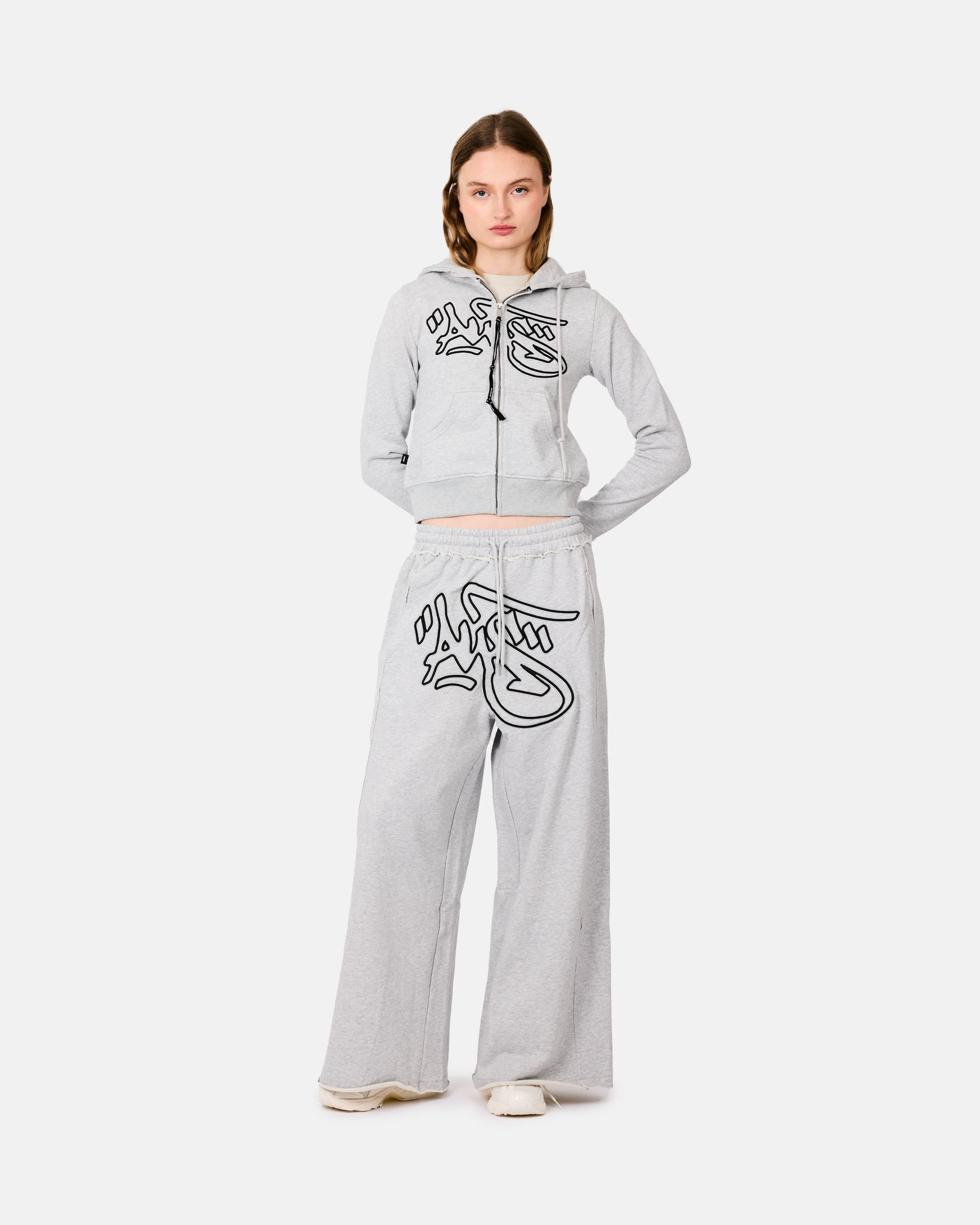 ALIS Mikheil Wide Sweat Pants Grey Melange 102-03