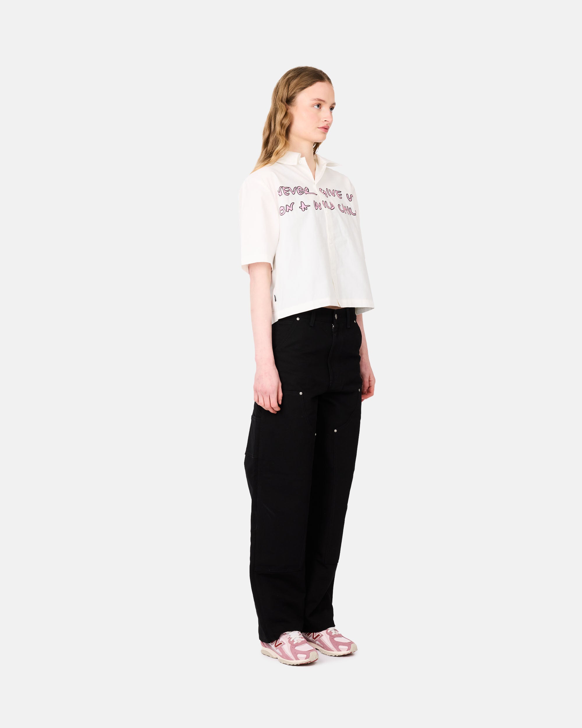 ALIS Theotis Cropped Short Sleeve Solid Antartica Off White 109-32