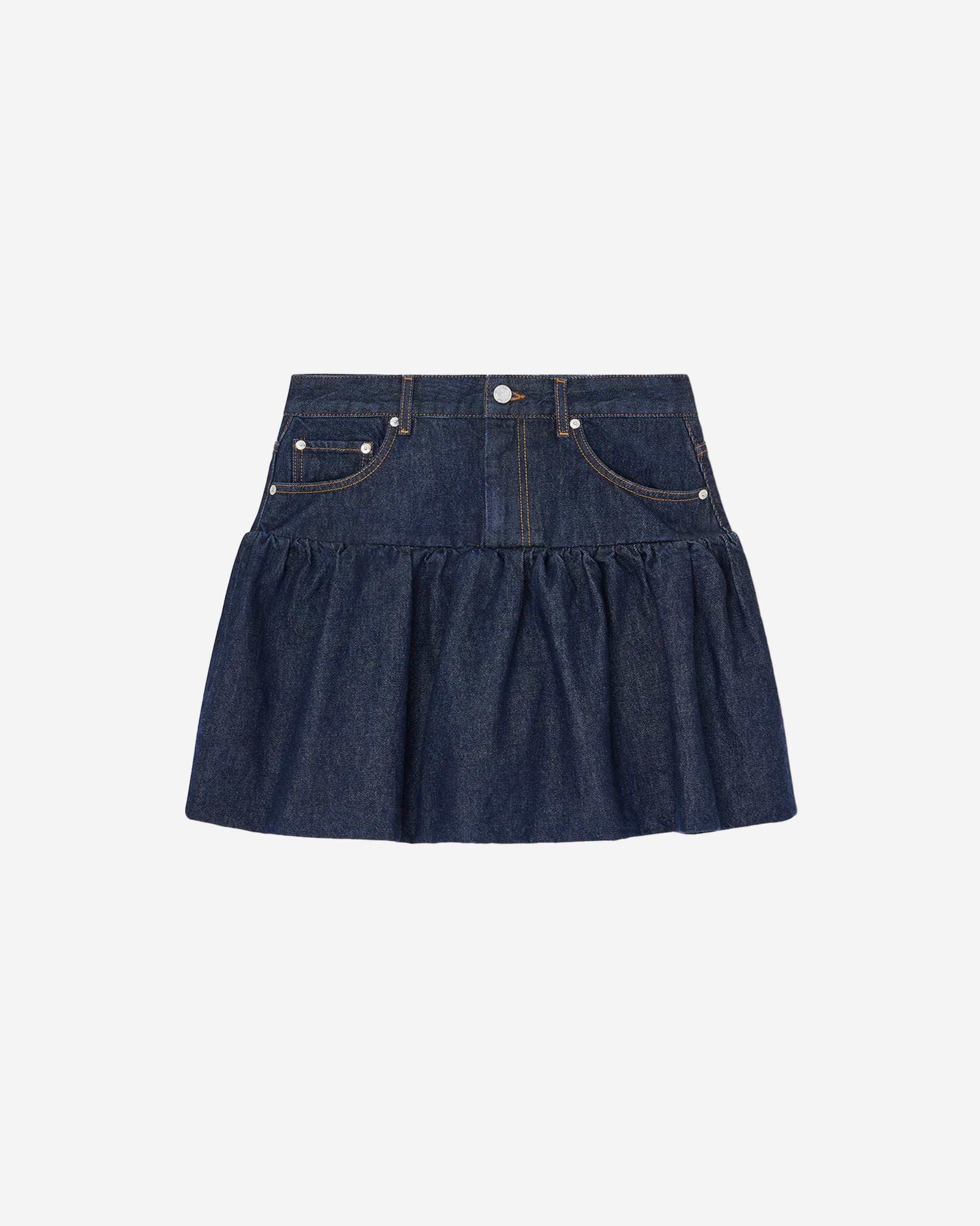 GANNI Rinse Denim Bubble Mini Skirt Rinse A1090097