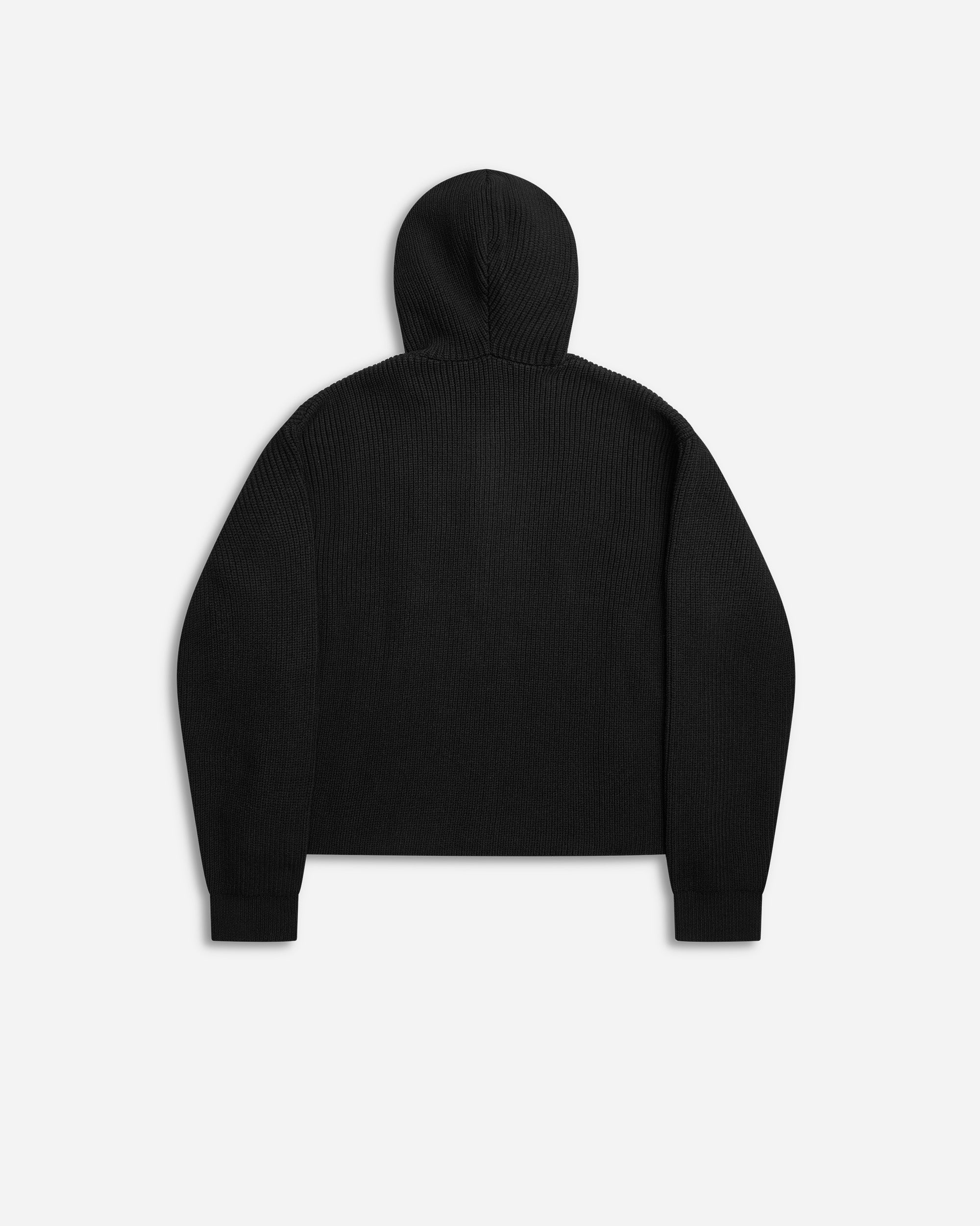 ALIS Barian Ribbed Knit Hoodie Solid Black 157-01