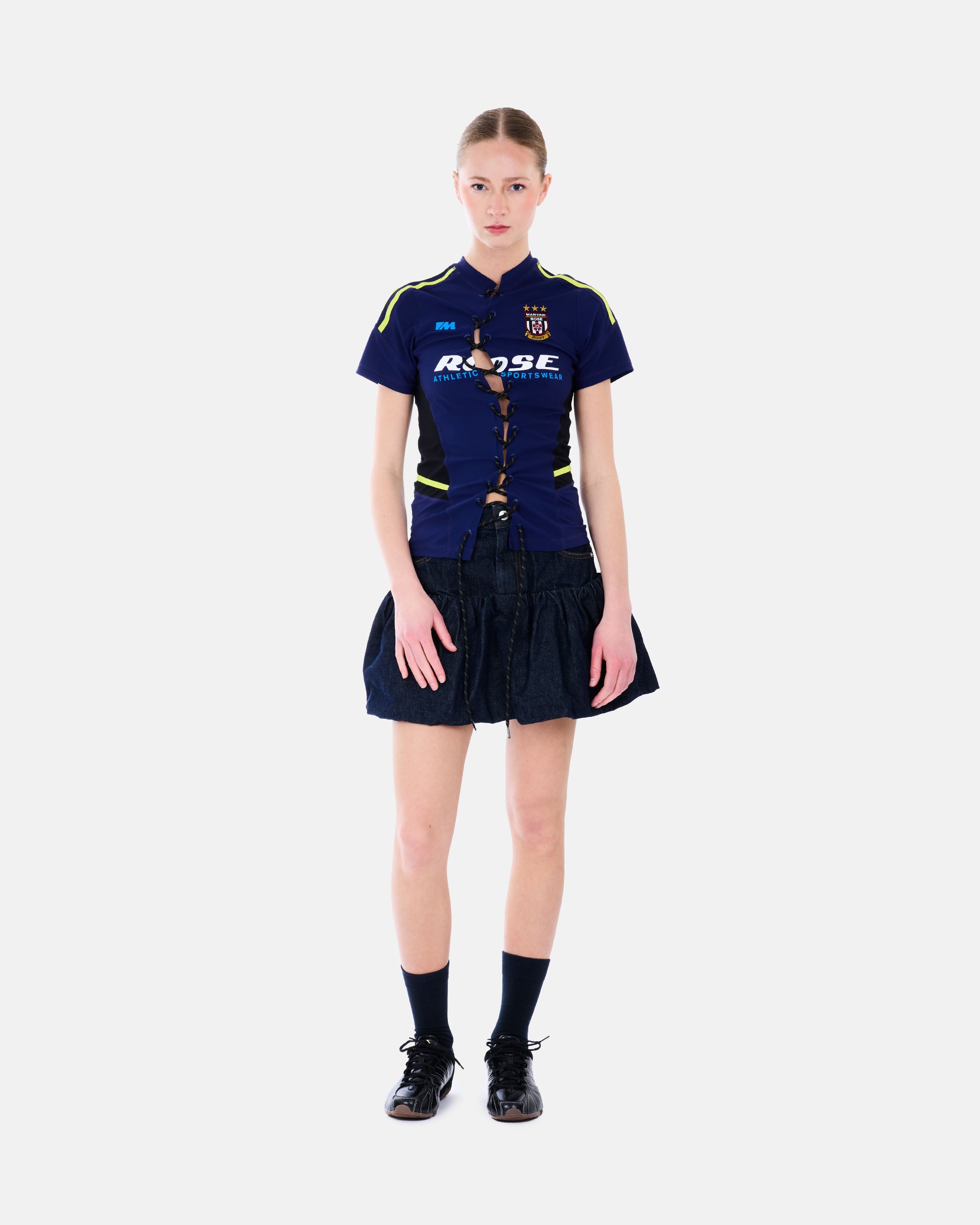 Martine Rose Lace Up Football Top BLUE NAVY BLU 168JT19504