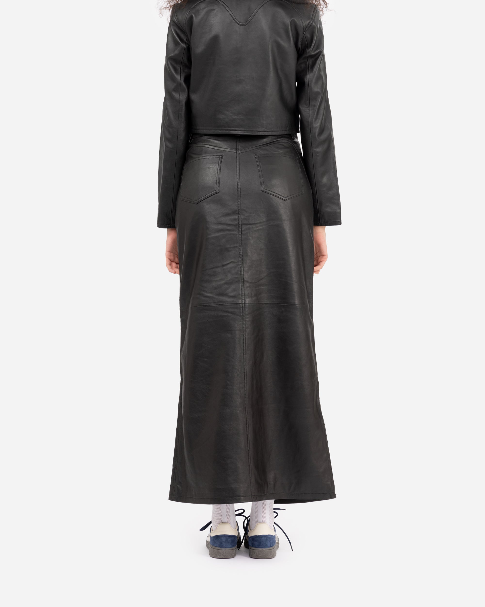 Oval Square Roadie Leather Skirt Black 20842-8001