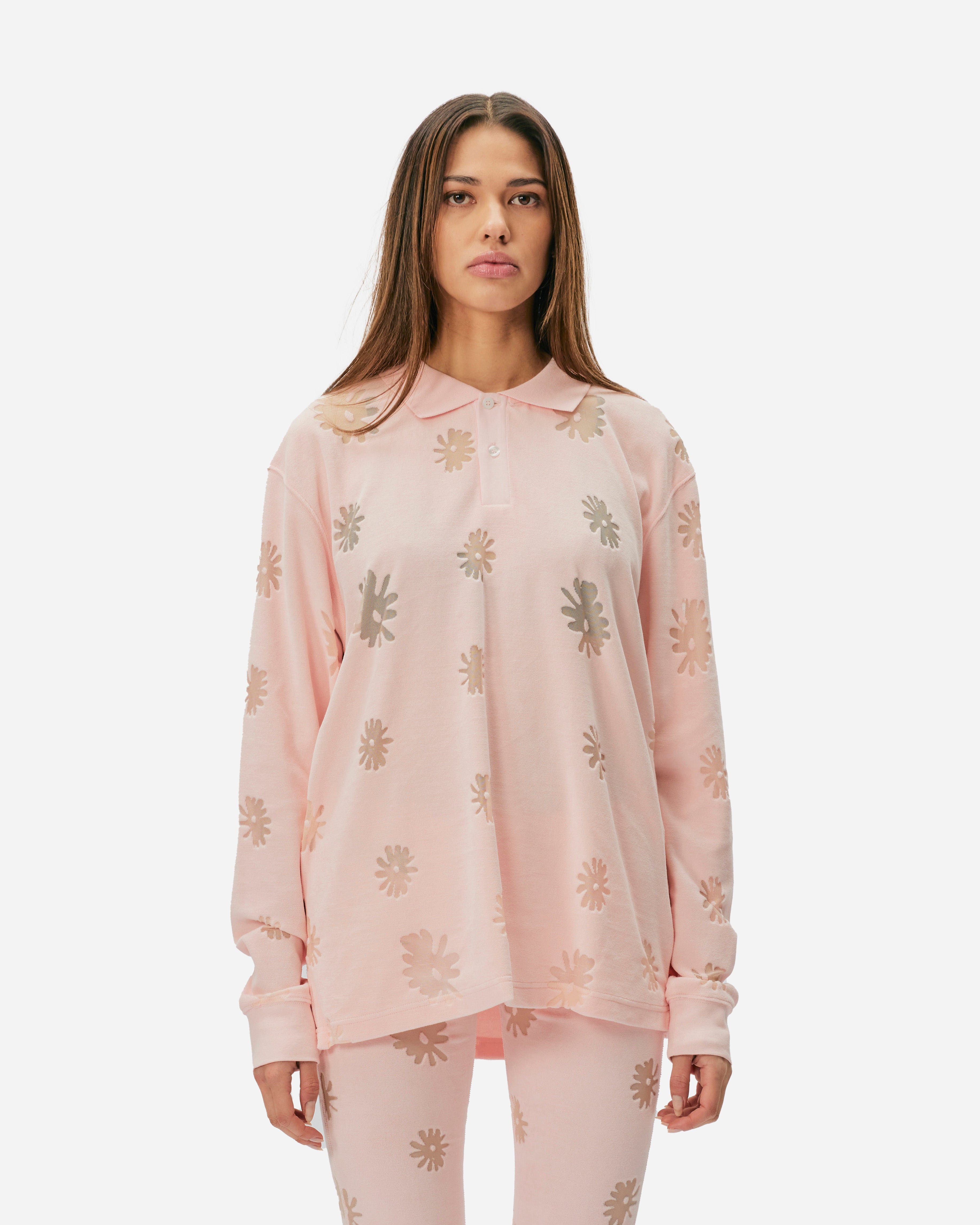 Soulland Robert Langarm-Poloshirt Pink multi 41001-1267-PNK