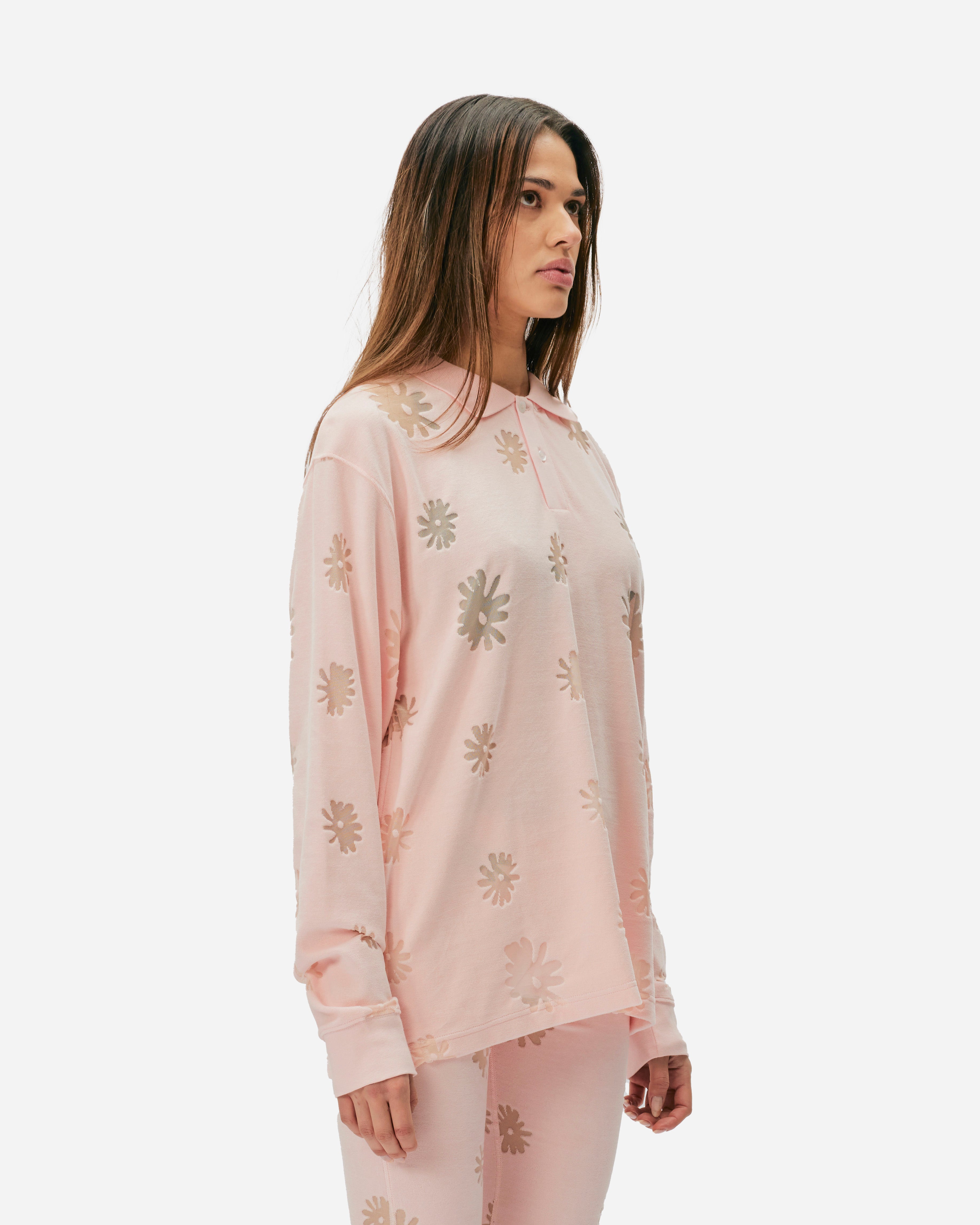 Soulland Robert Longlseeve polo Shirt Pink multi 41001-1267-PNK