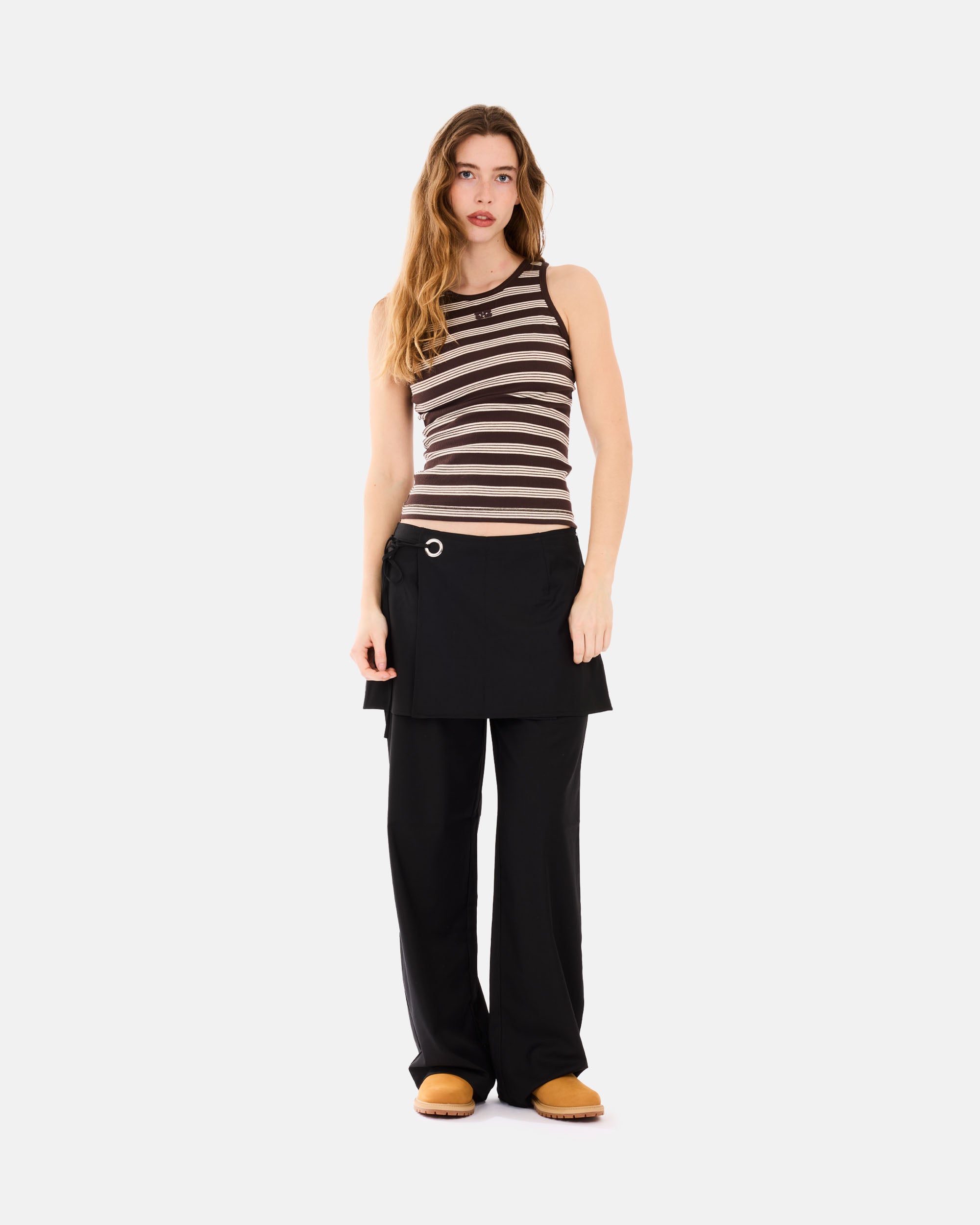 GANNI Soft Cotton Rib Tank Top Stripe Mole A1050192