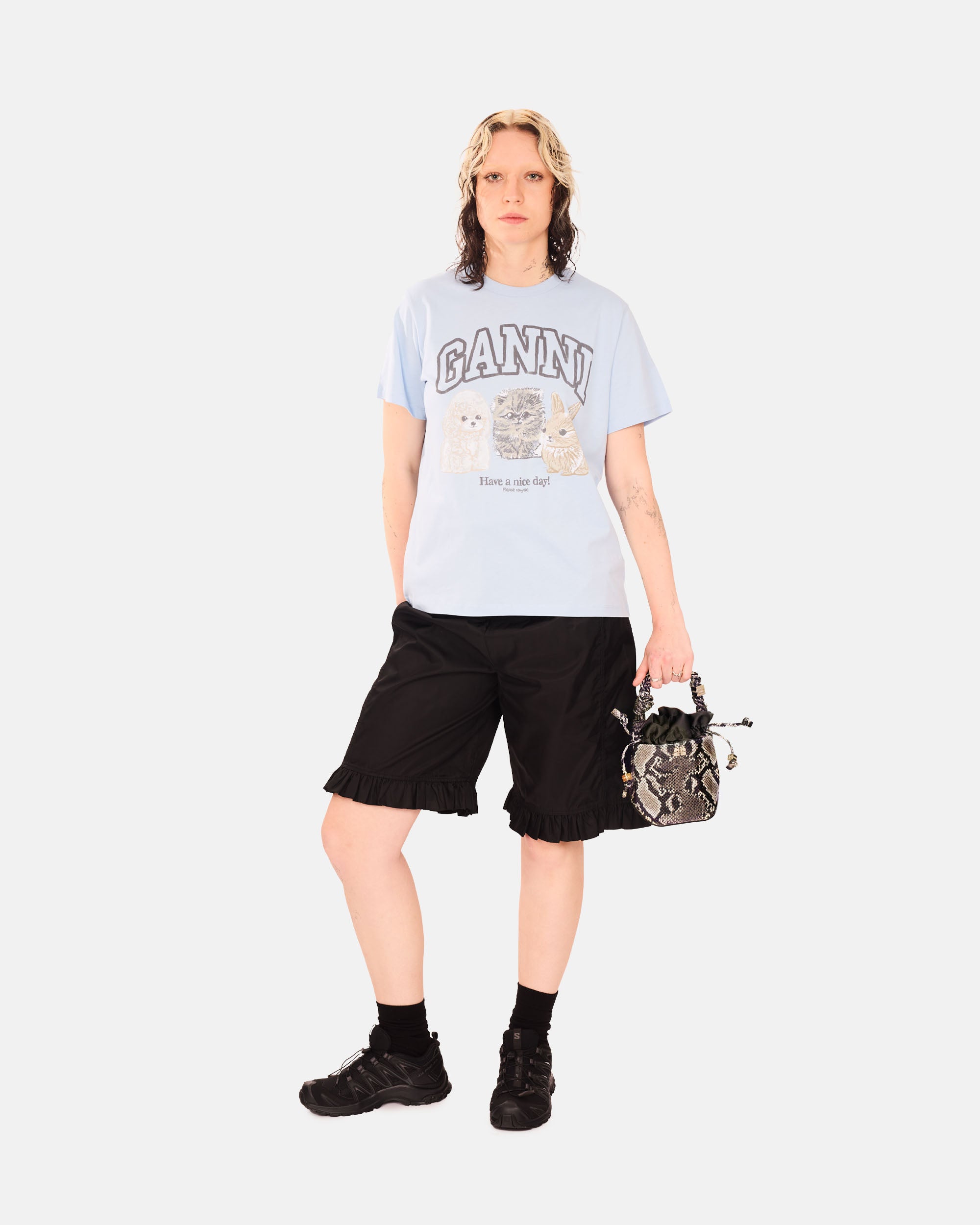 GANNI Ganni Bou Bucket Mini Snake Egret A6702-135