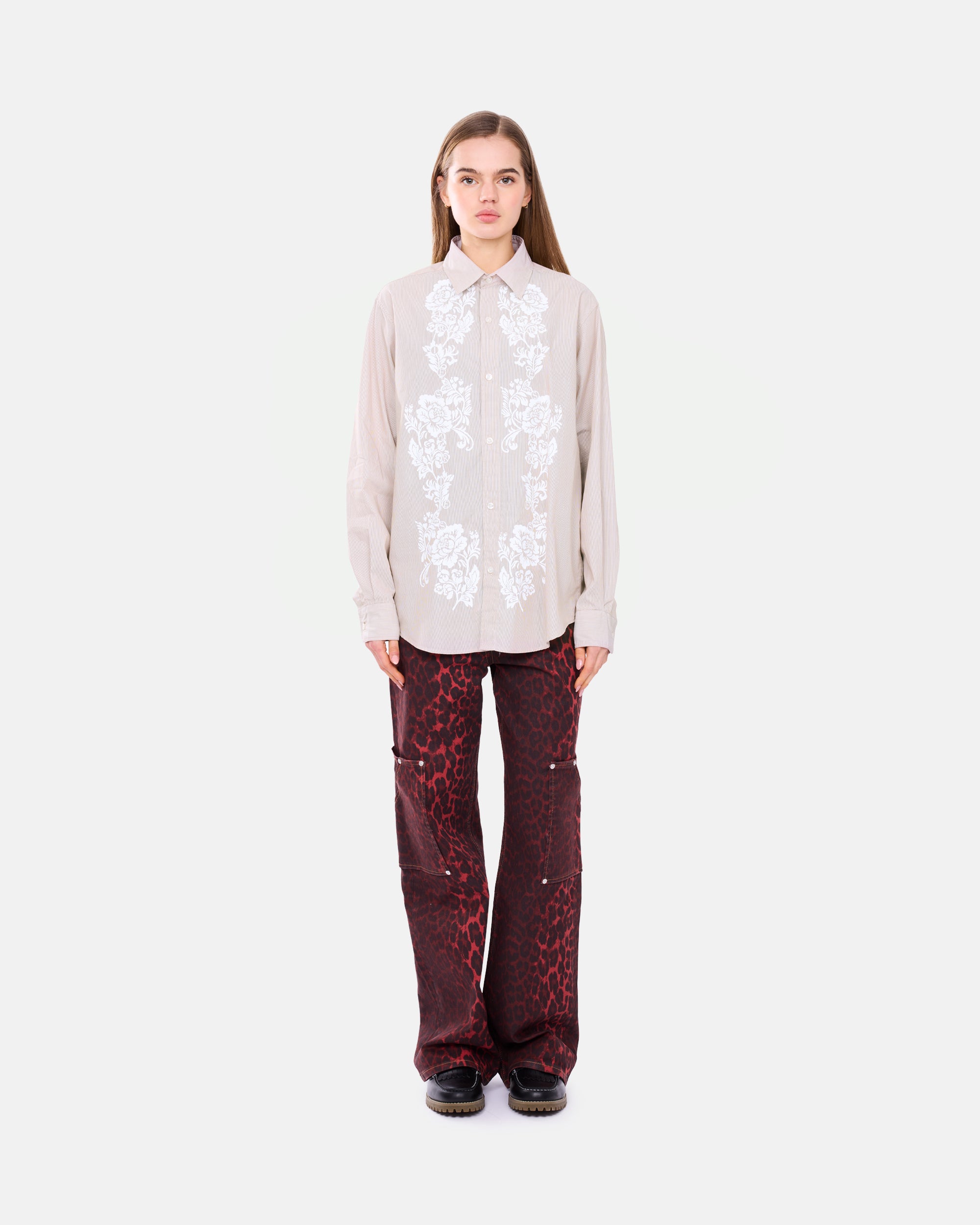 ARIES Lace Overprinted Poplin Shirt Brown AR4010203