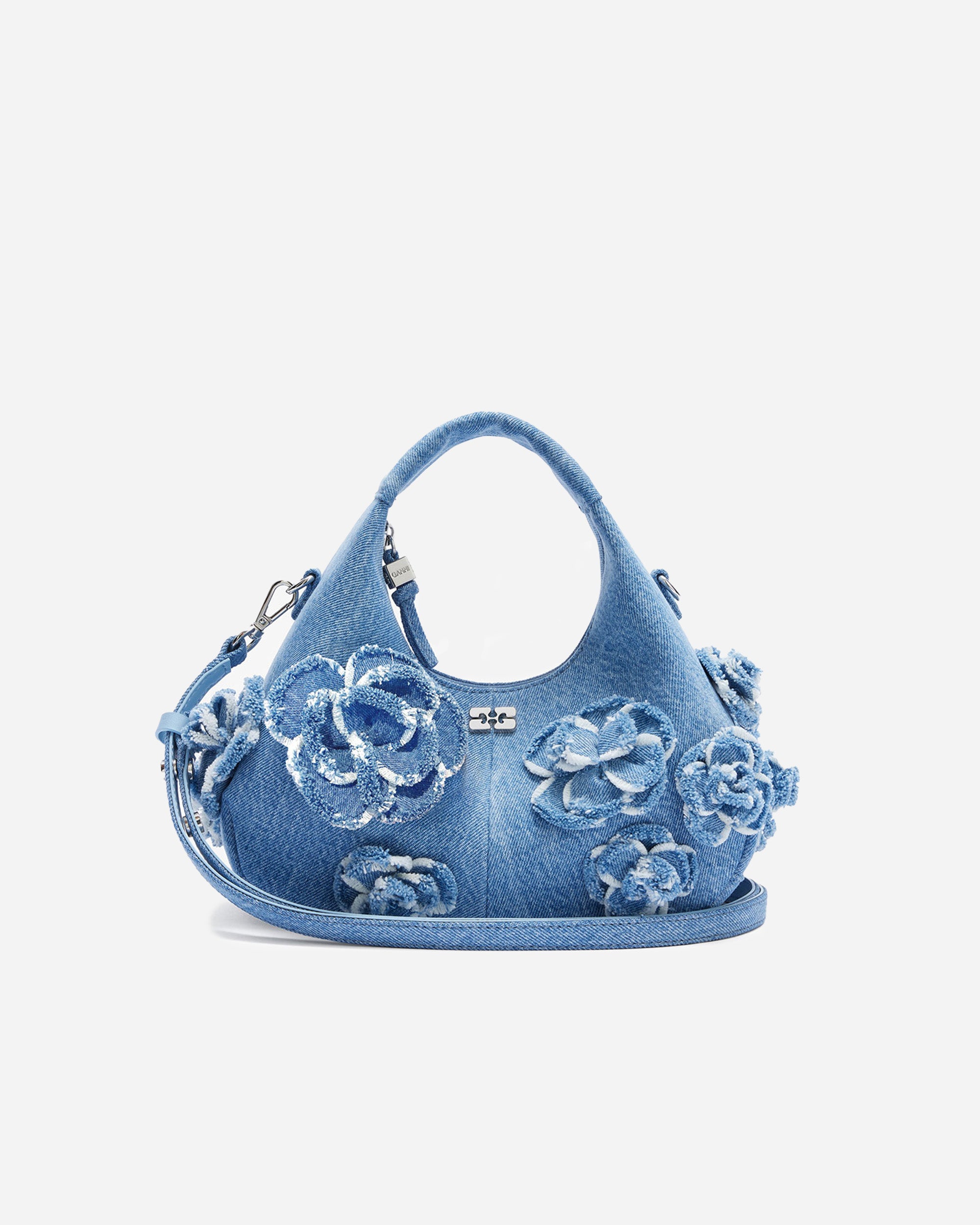 GANNI Hobo Mini Denim Flowers Light Blue Vintage B2070104