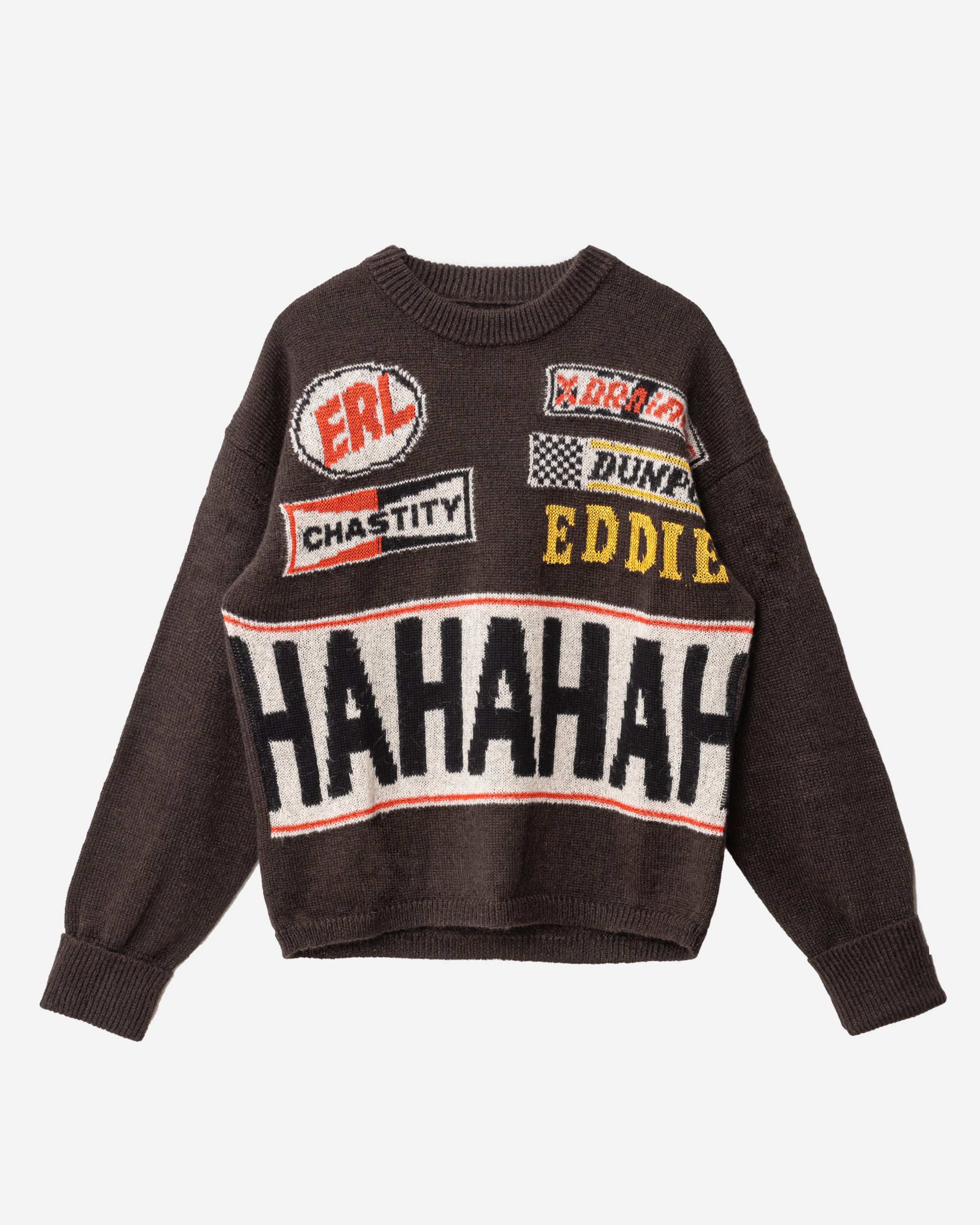 ERL Unisex HAHAHAH Wool Mohair Sweater BLACK ERL09N007