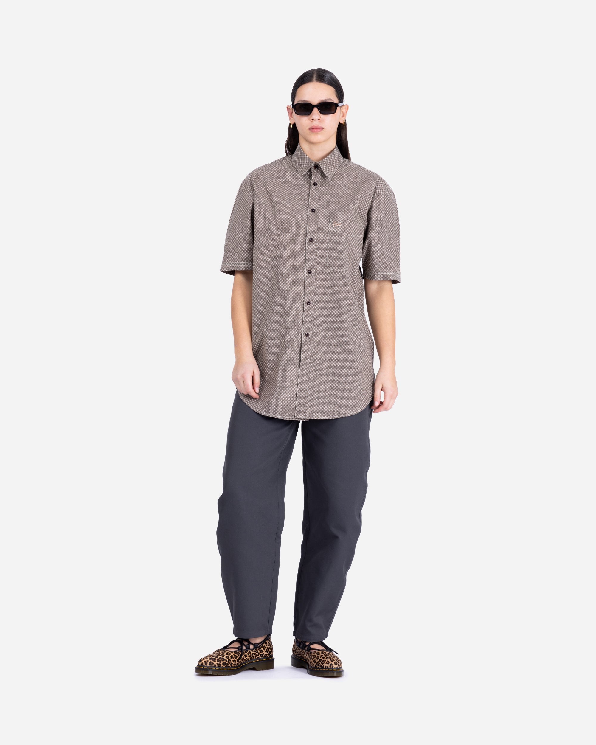 ERL Mini Plaid Short Sleeve Shirt BROWN ERL10B011-2