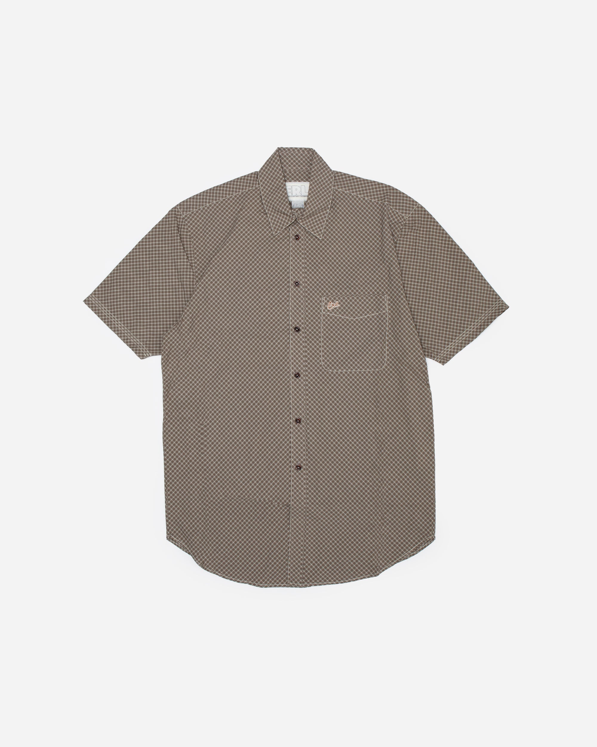 ERL Mini Plaid Short Sleeve Shirt BROWN ERL10B011-2
