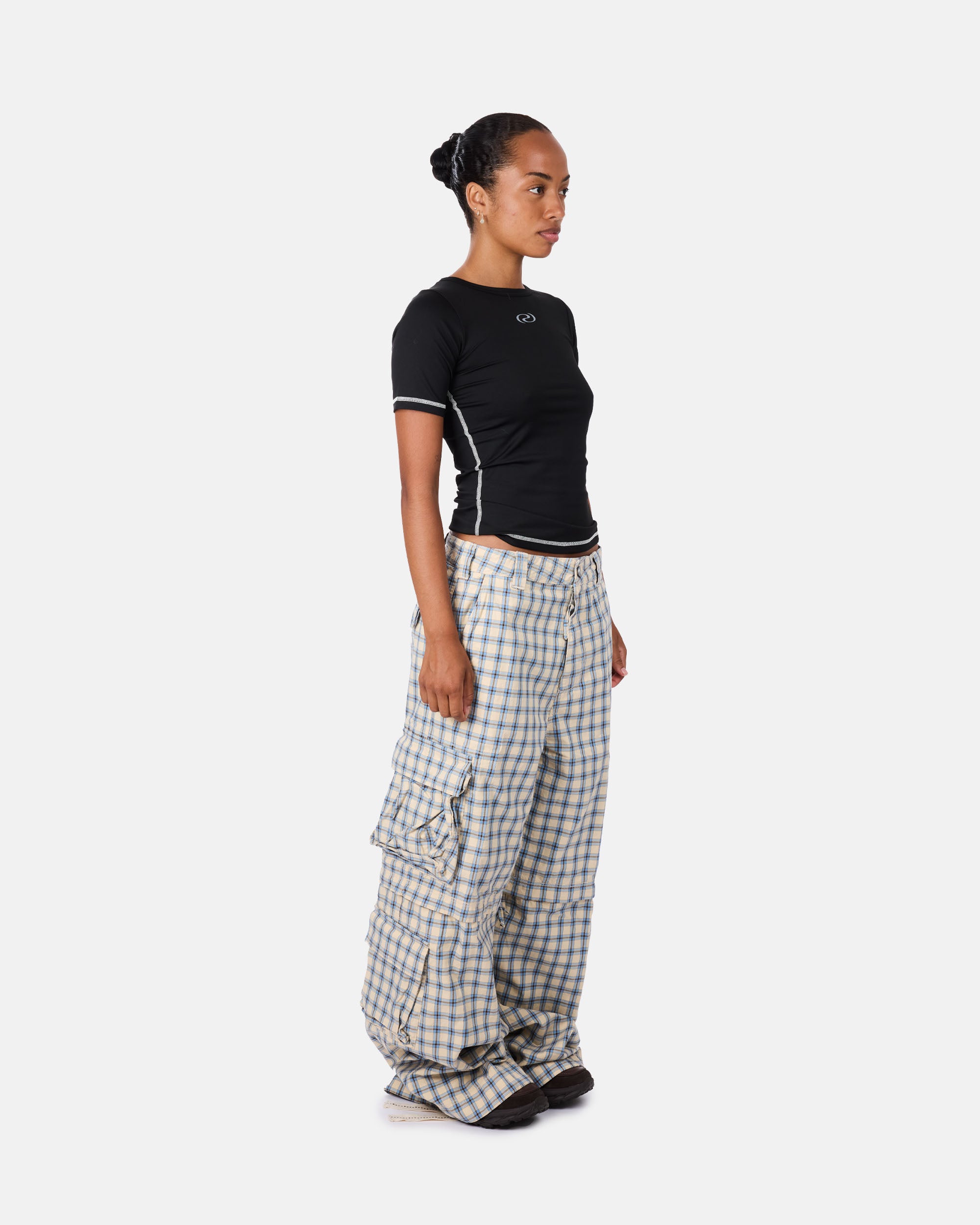 ERL Zip-off Plaid Cargo Pants BEIGE BLUE ERL11P007
