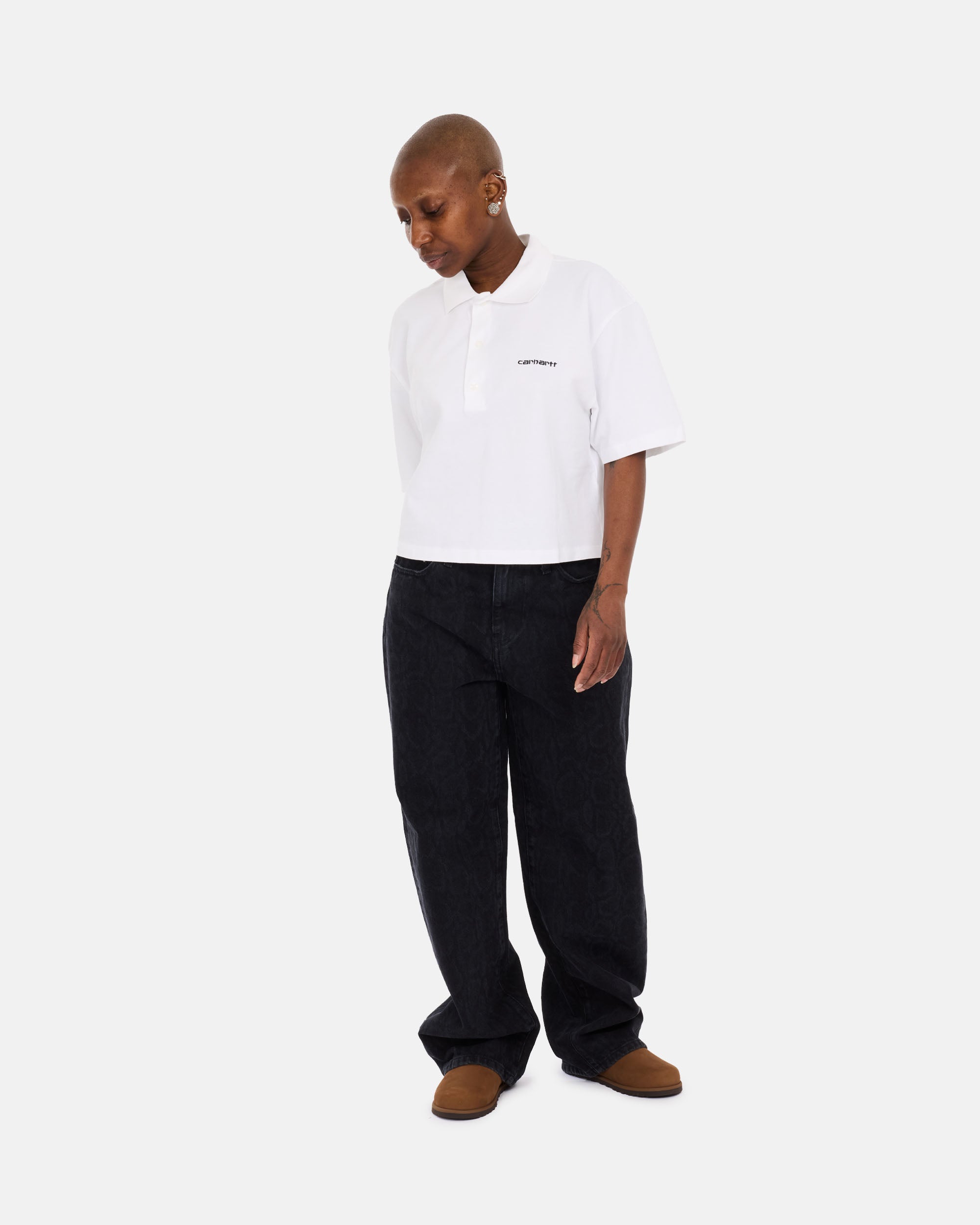 Carhartt WIP Short Sleeve Carhartt Script Polo White / Black I034553-00A.XX