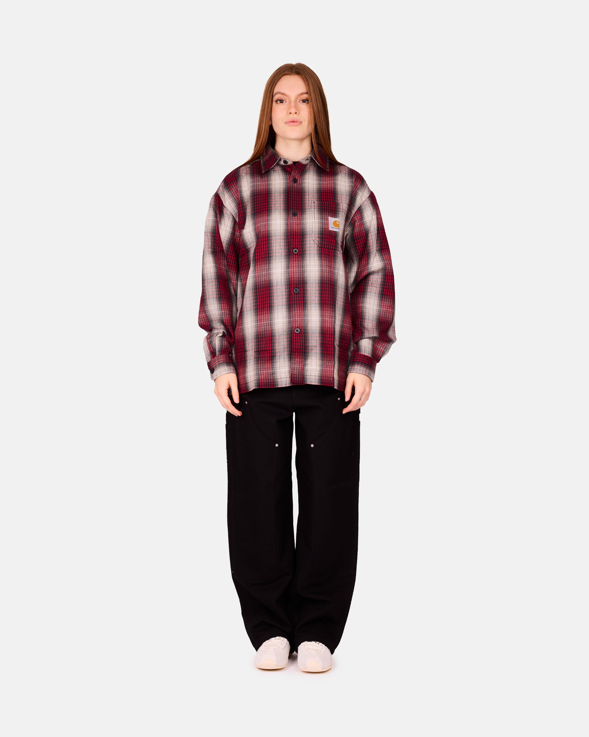 Carhartt WIP Longsleeve Harlin Shirt Acrylic Plain Weave Harlin Check, Chili Pepper I035954-3I2.XX