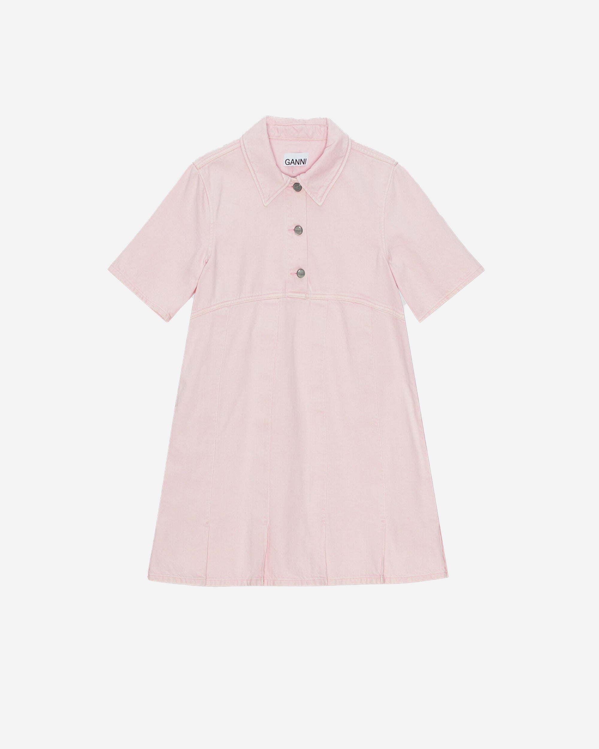 GANNI Mini Dress en jean surteint Chalk Pink J1582-868
