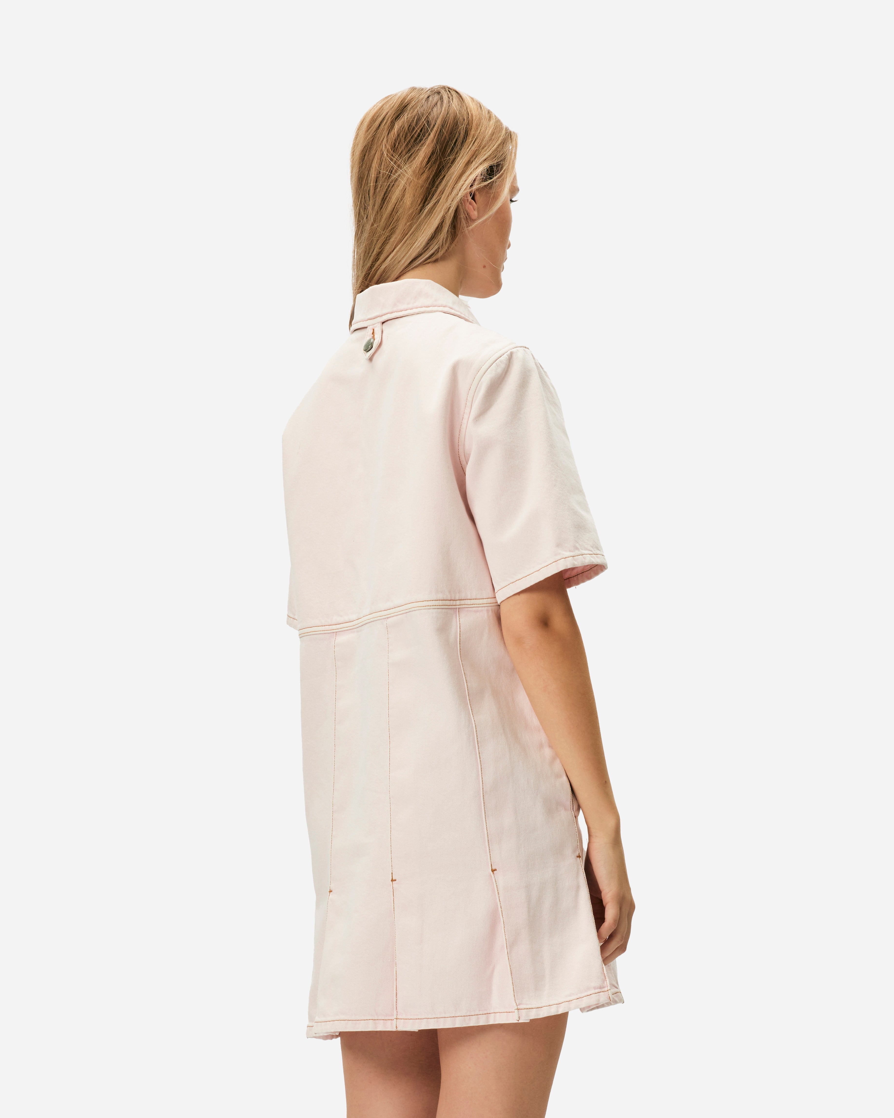 GANNI Mini Dress en jean surteint Chalk Pink J1582-868