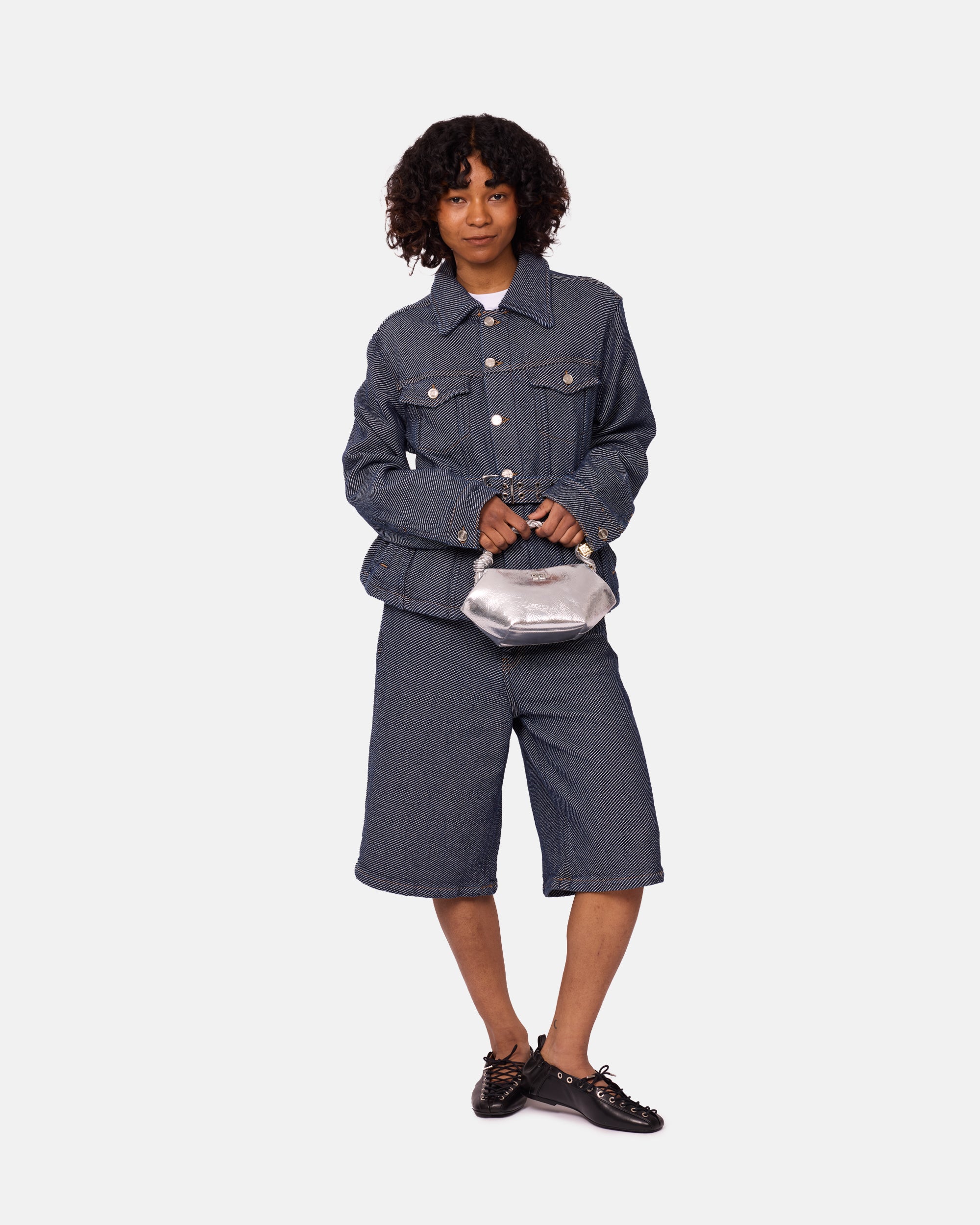 GANNI Heavy Twill Denim Short Jacket Rinse J1687