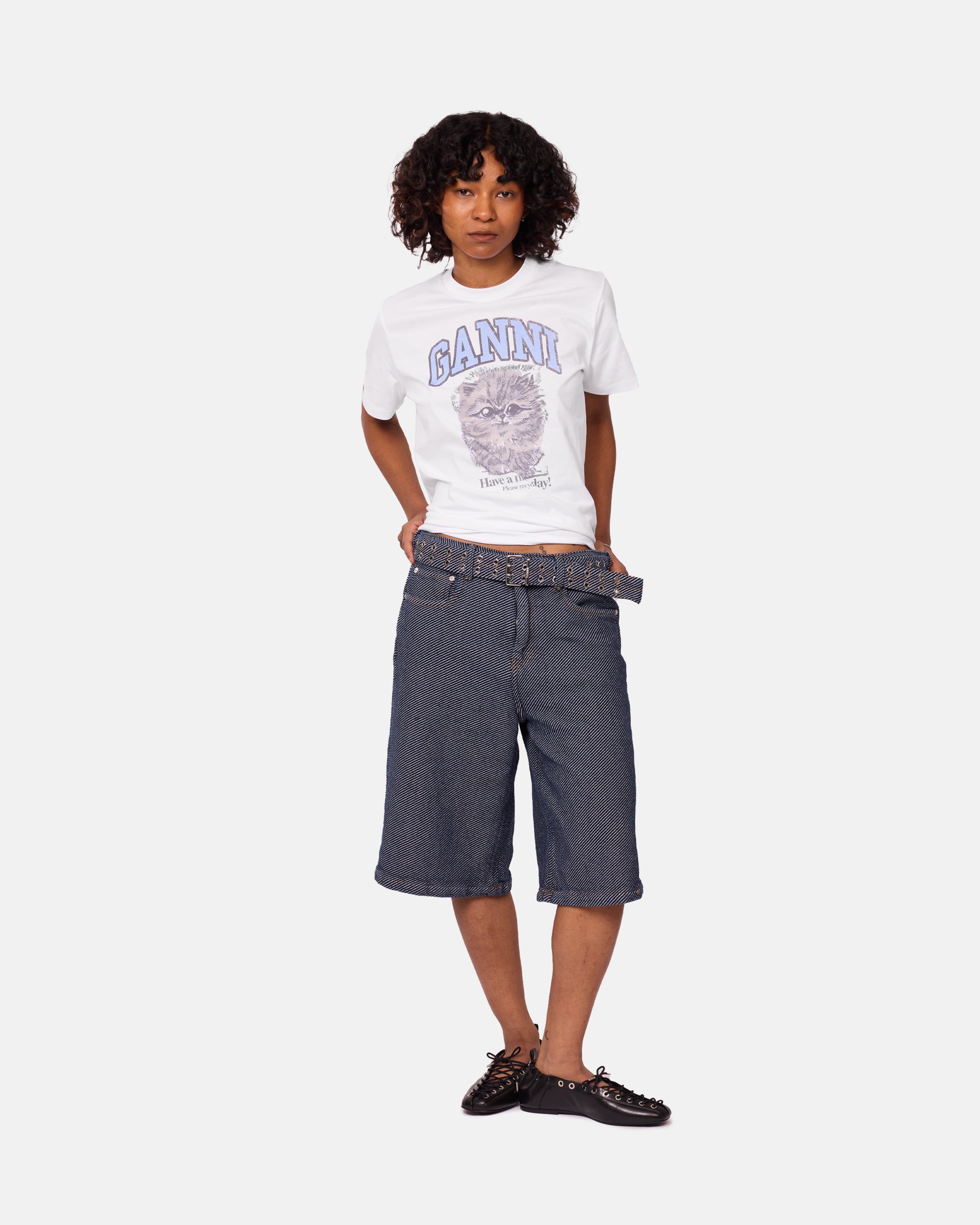 GANNI Heavy Twill Denim Shorts Rinse J1703