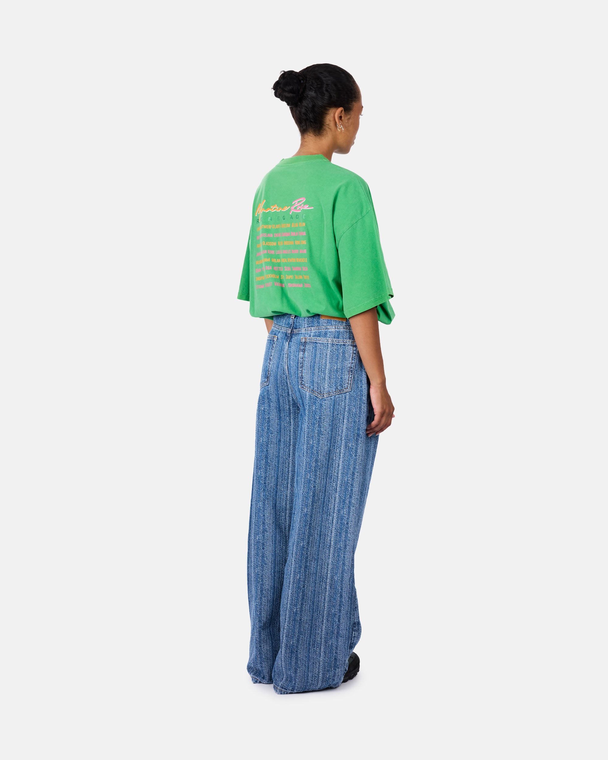 GANNI Structured Denim Double Fly Baggy Jeans Mid Blue Stone J1882
