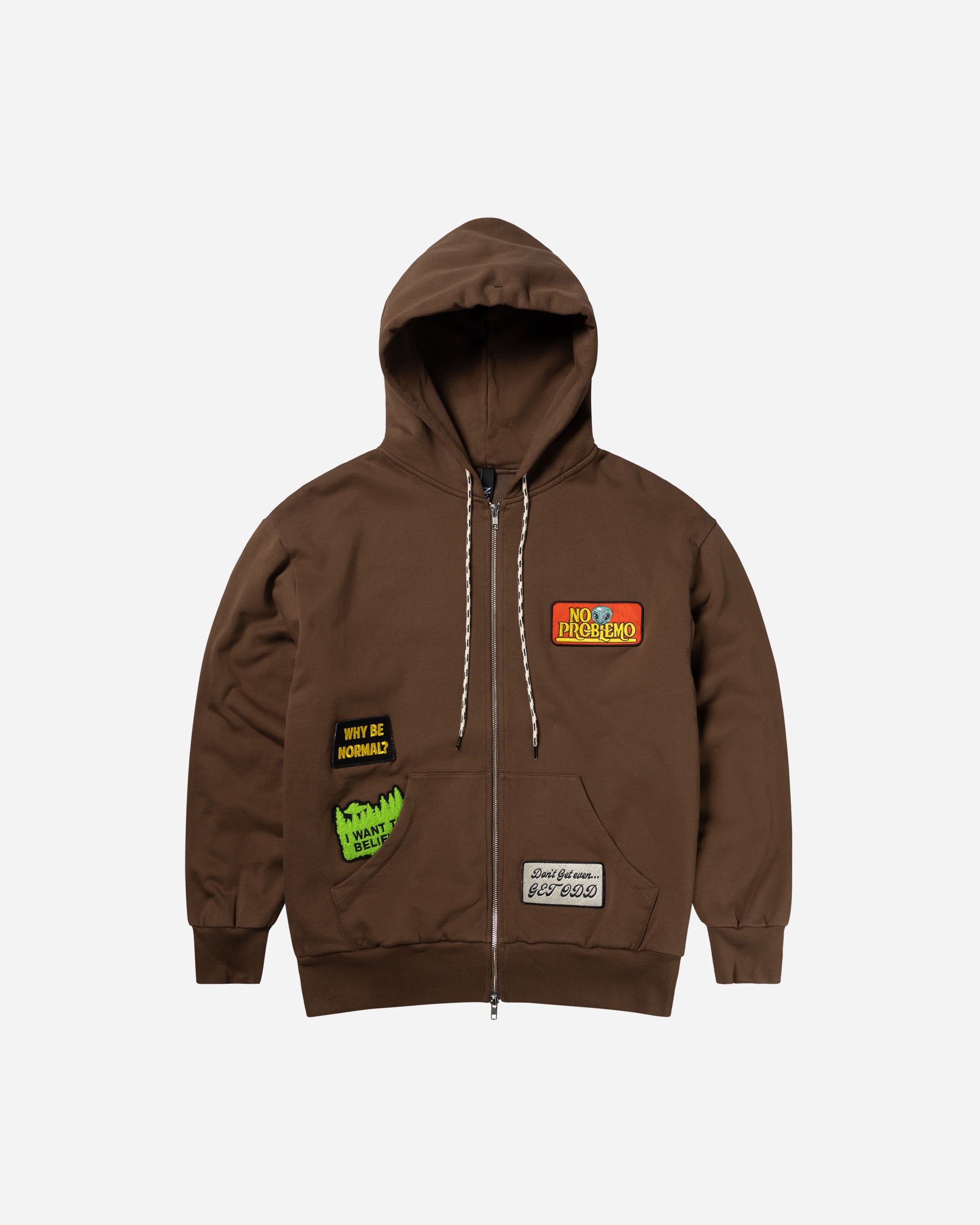 No Problemo Sticker Zip Thru Hoodie Brown NP2003304
