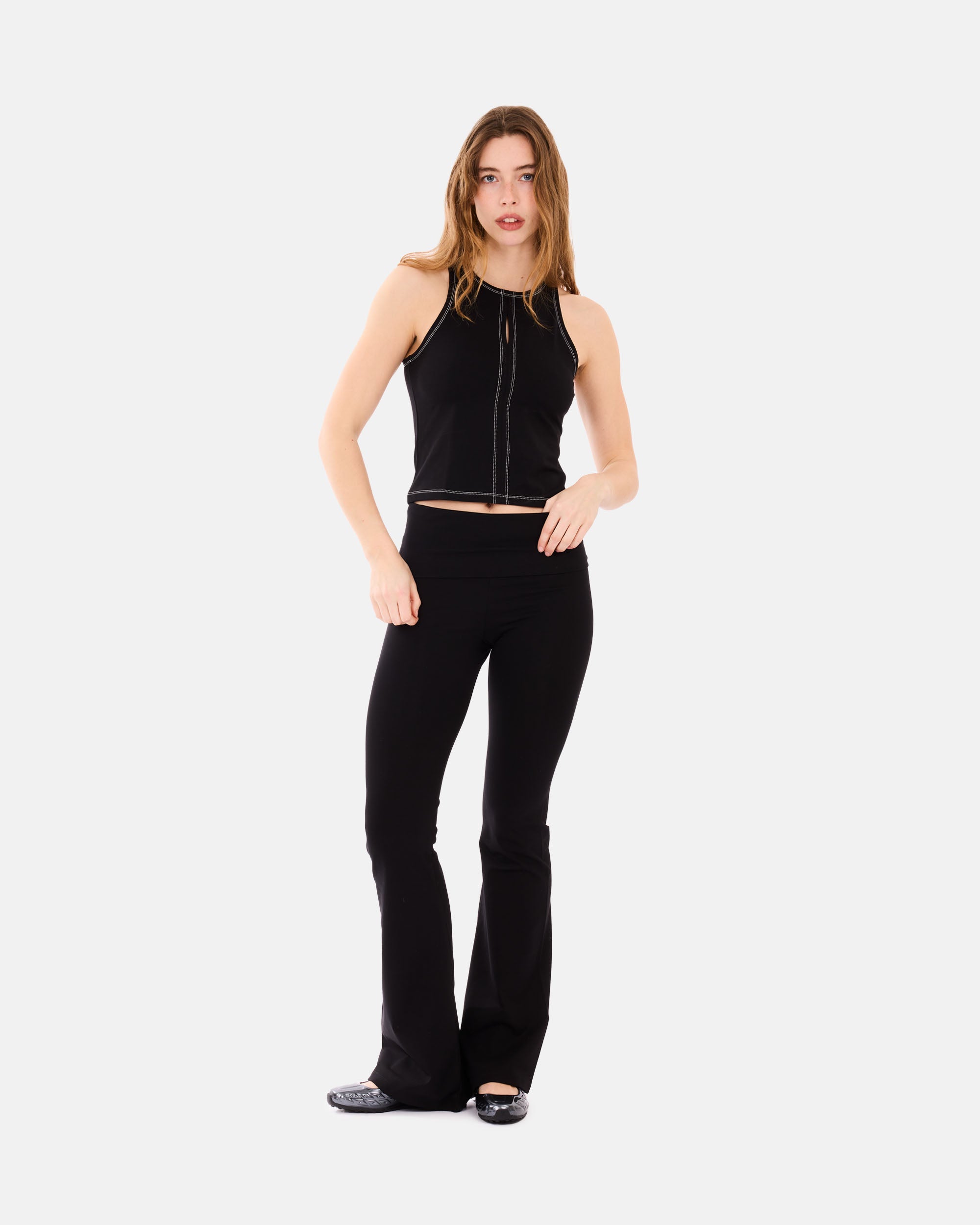 Organic Basics Core Foldover Pants Black OB420046