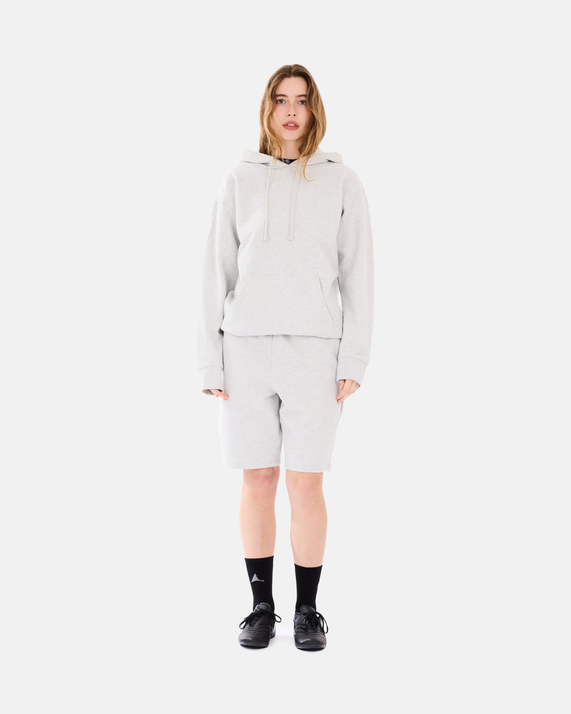 Organic Basics Weekend Boxy Fit Hoodie Misty Grey Melange OB450009-Grey