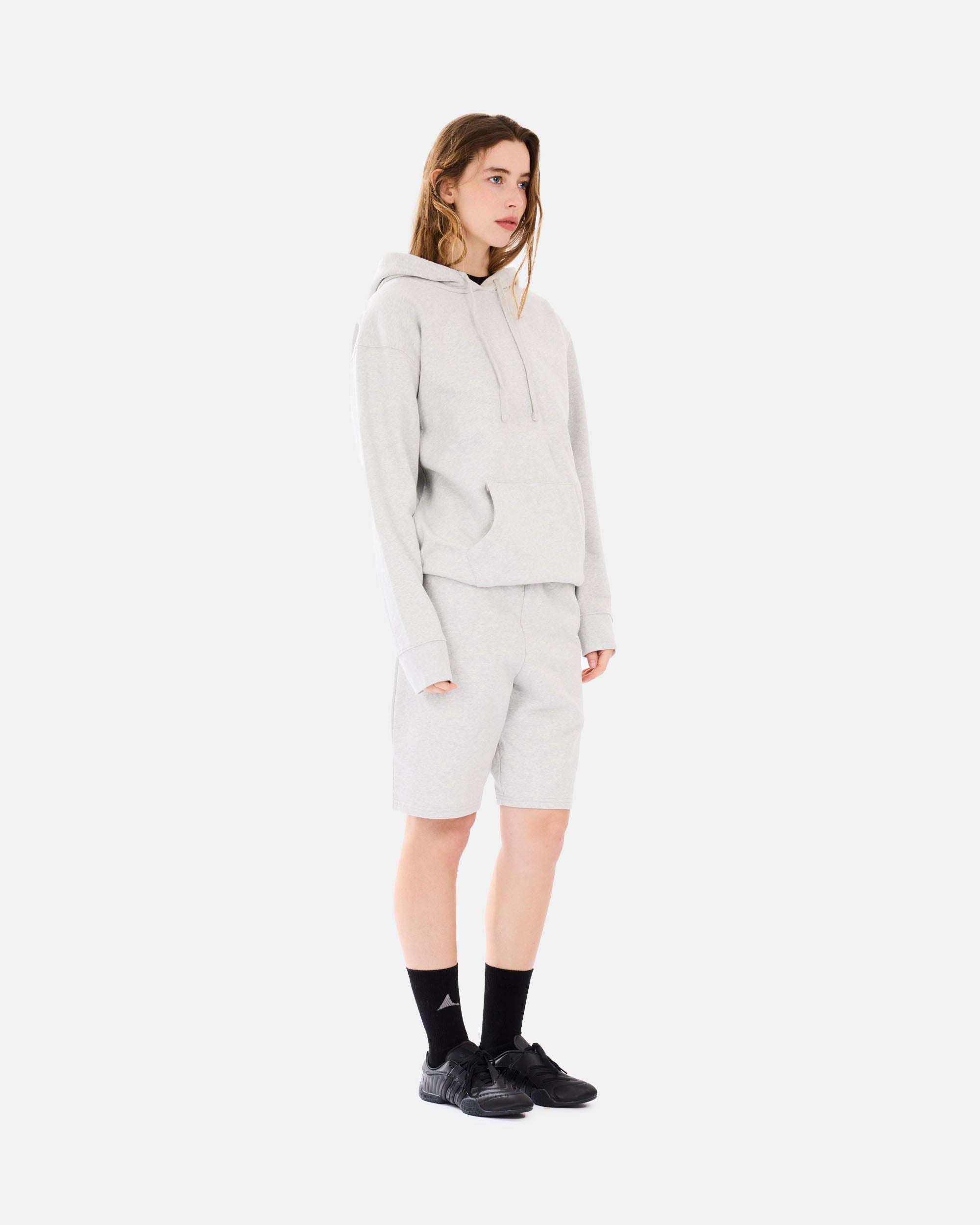 Organic Basics Weekend Boxy Fit Hoodie Misty Grey Melange OB450009-Grey