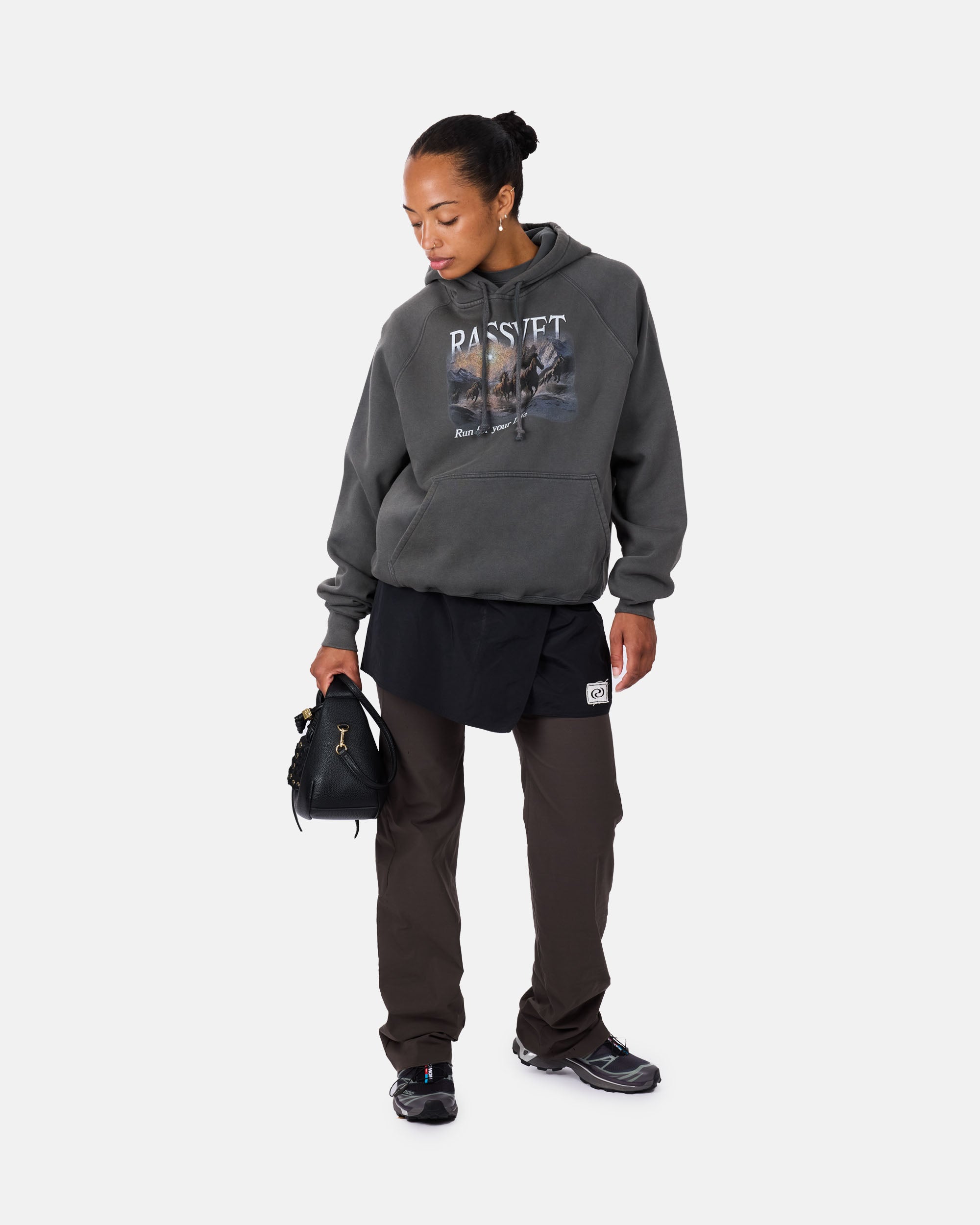 RASSVET Horses Raglan Hoodie BLACK PACC17T024