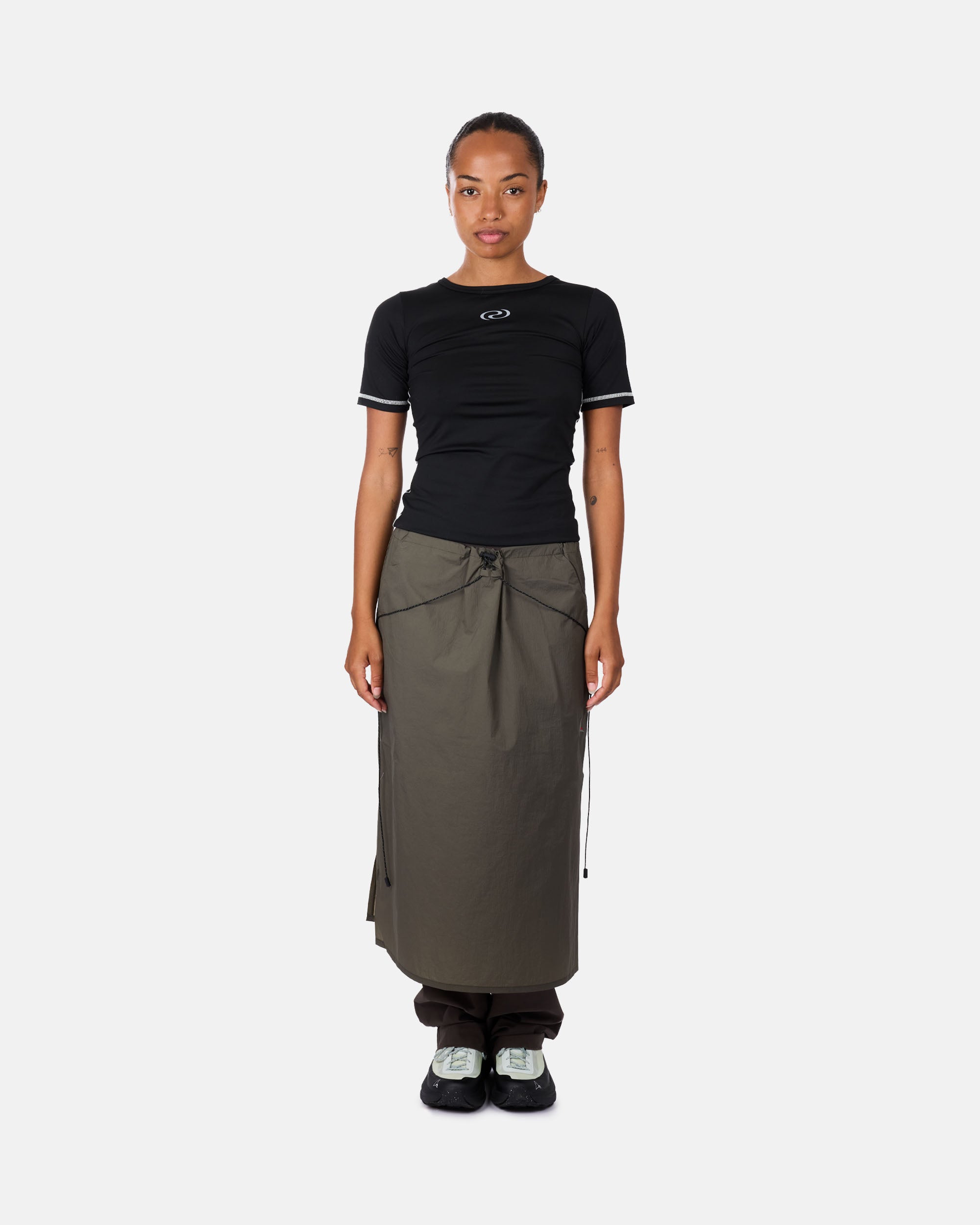 ROA Gly See Through Mid Skirt Olive RBWW050FA28