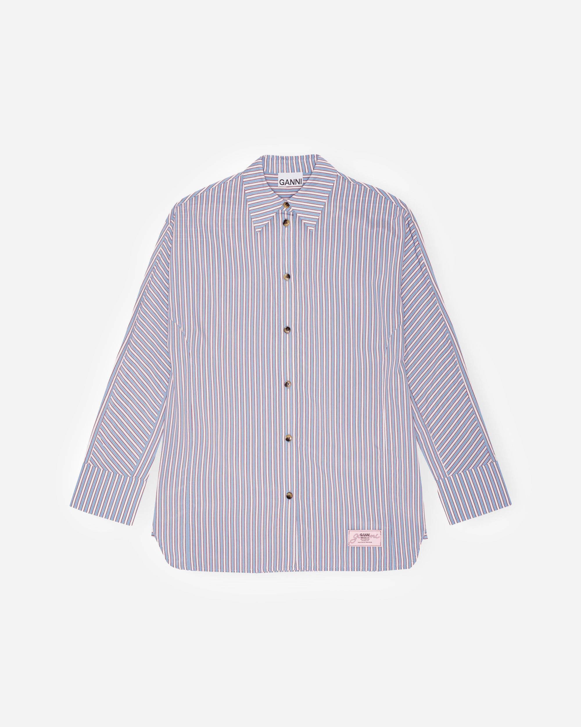 GANNI Yarn Dyed Stripe Shirt Soft Chambray W0312