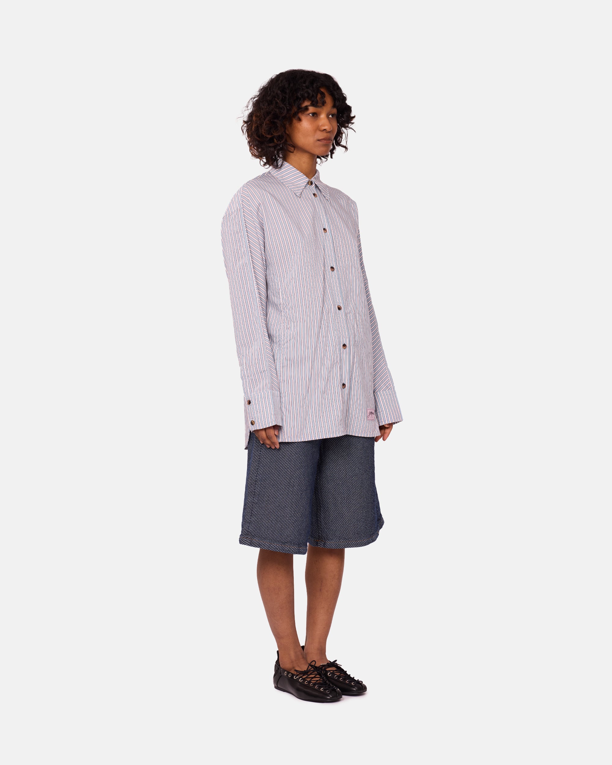 GANNI Yarn Dyed Stripe Shirt Soft Chambray W0312