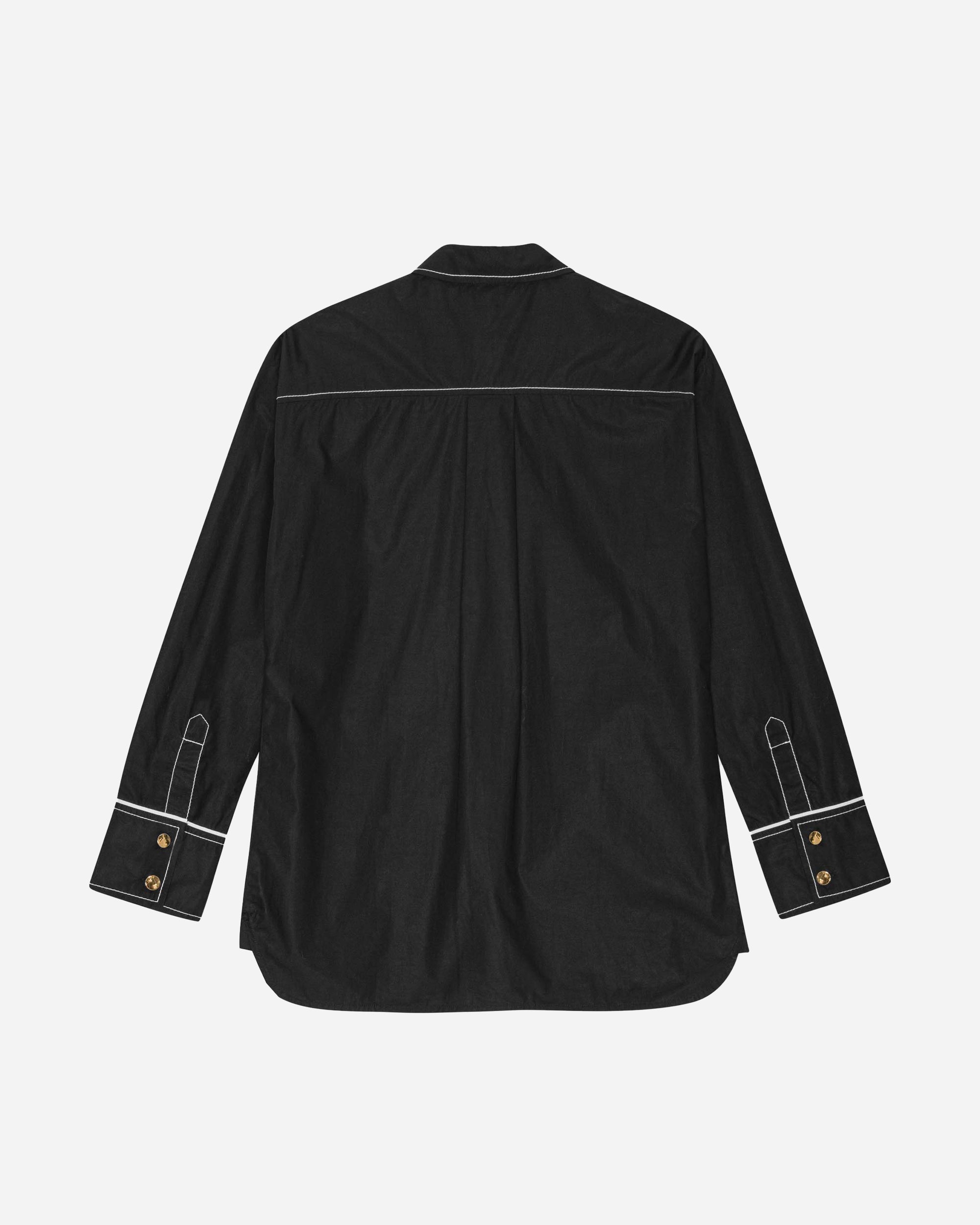GANNI Cotton Poplin Raglan Shirt Black W0497