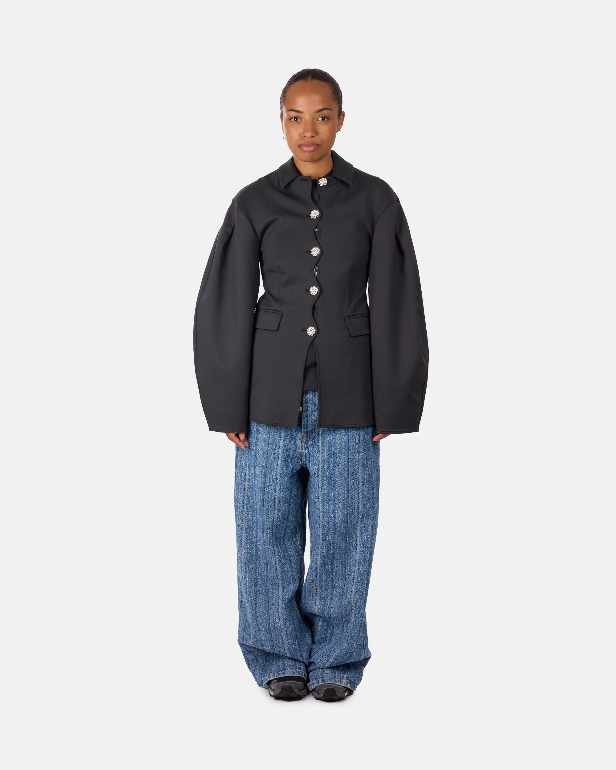 GANNI Scuba Neoprene Blazer Phantom W0516