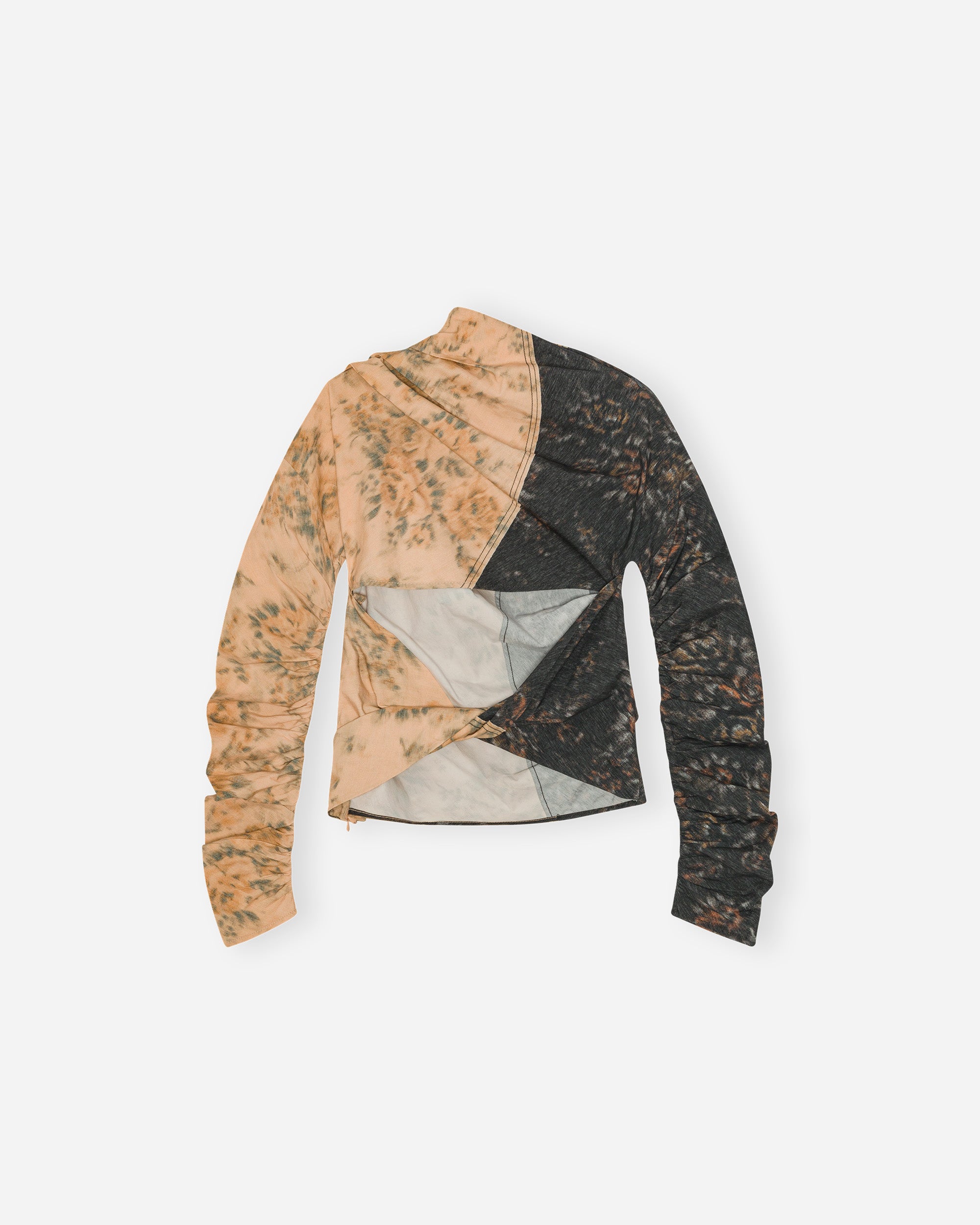 GANNI Printed Stretch Cotton Ruched Top Multicolour W1021