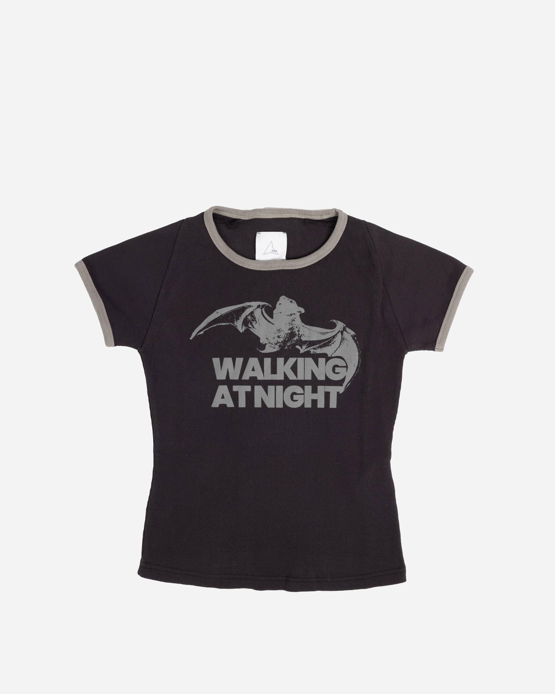 ROA Guniy Ribbed Baby Tee Washed Black YBWW017JY06