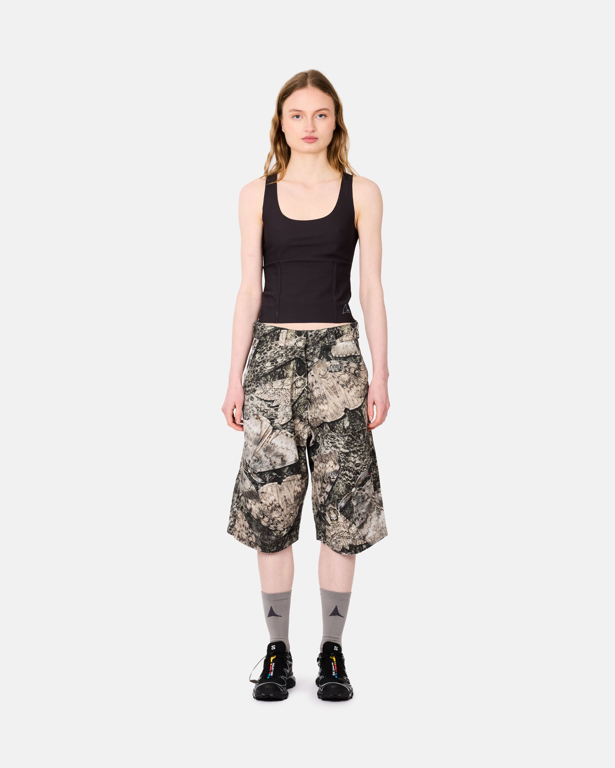 ROA Siera Moth Print 3/4 Pant Brown YBWW022FA08