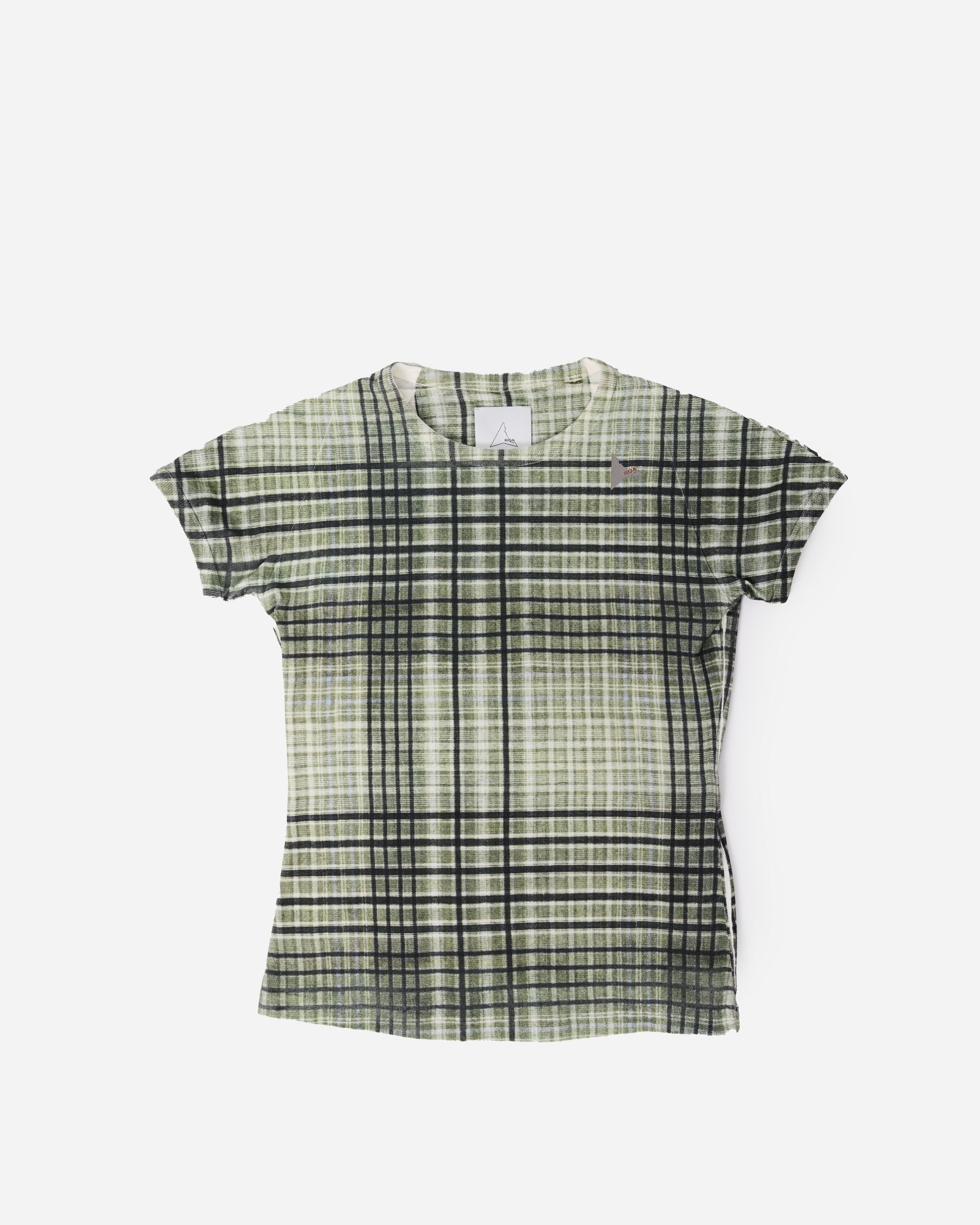 ROA Taba Printed Check Baby Tee Sage Green YBWW029JY11