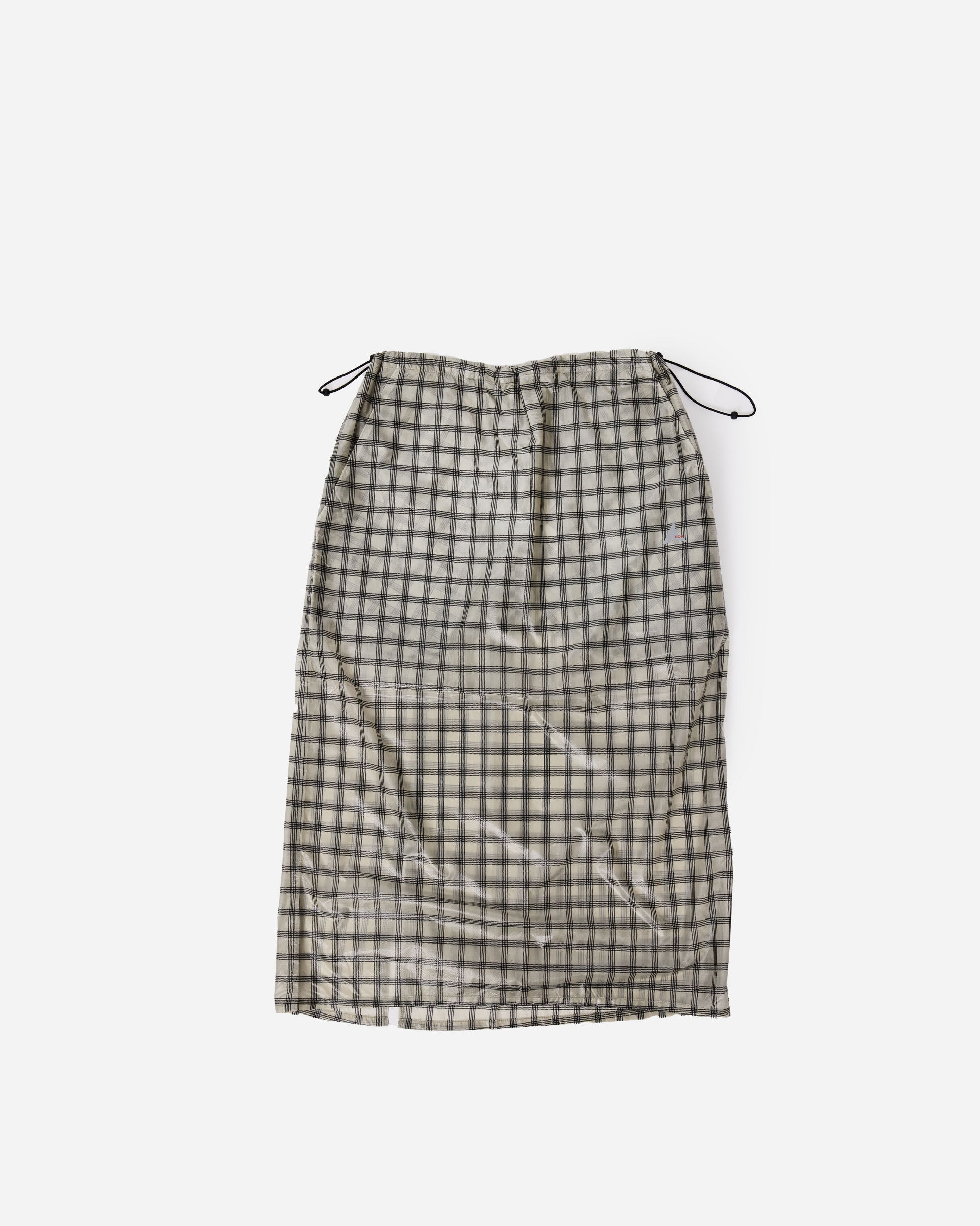 ROA Nia See Through Printed Check Mid Skirt White YBWW033FA13