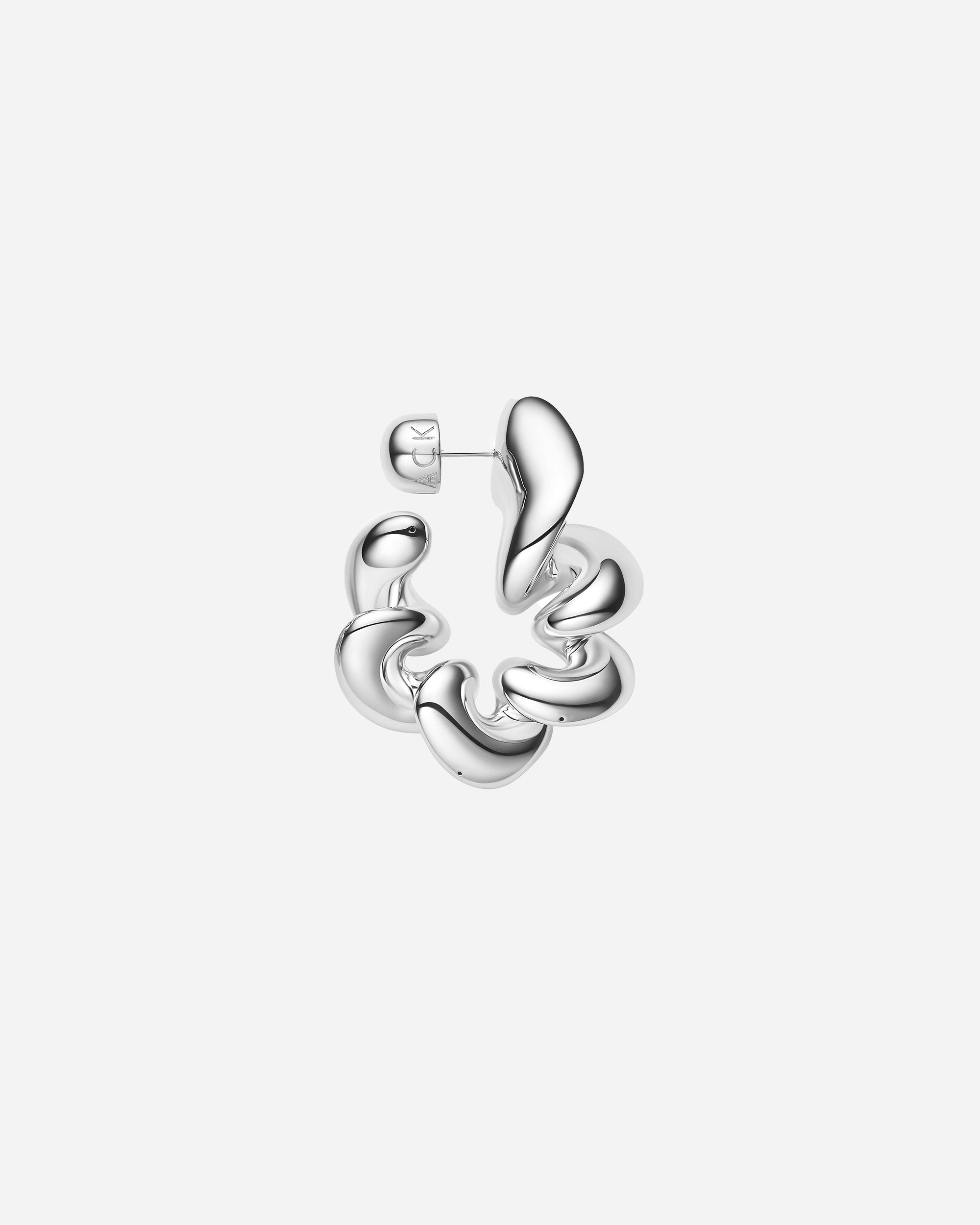 Maria Black Coil Hoop Large Silver Left Silver 101113AG-L-L