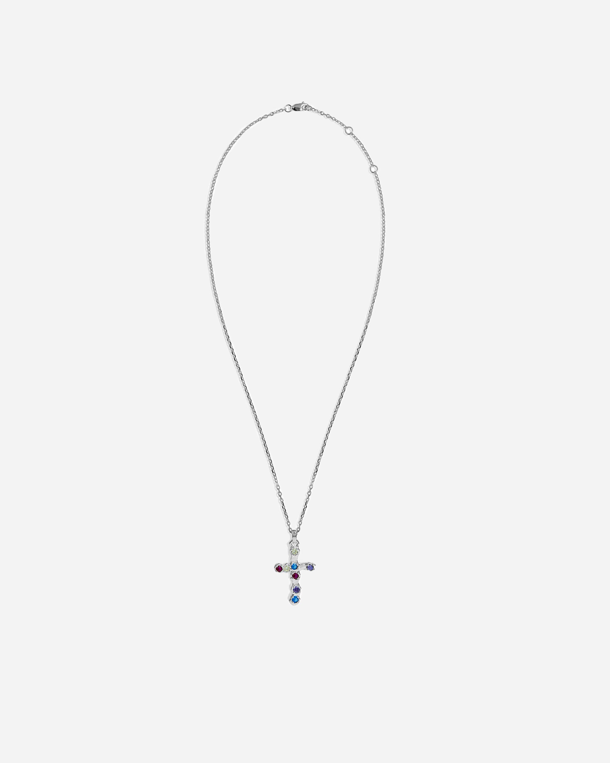 Multicolor Stone Cross Necklace