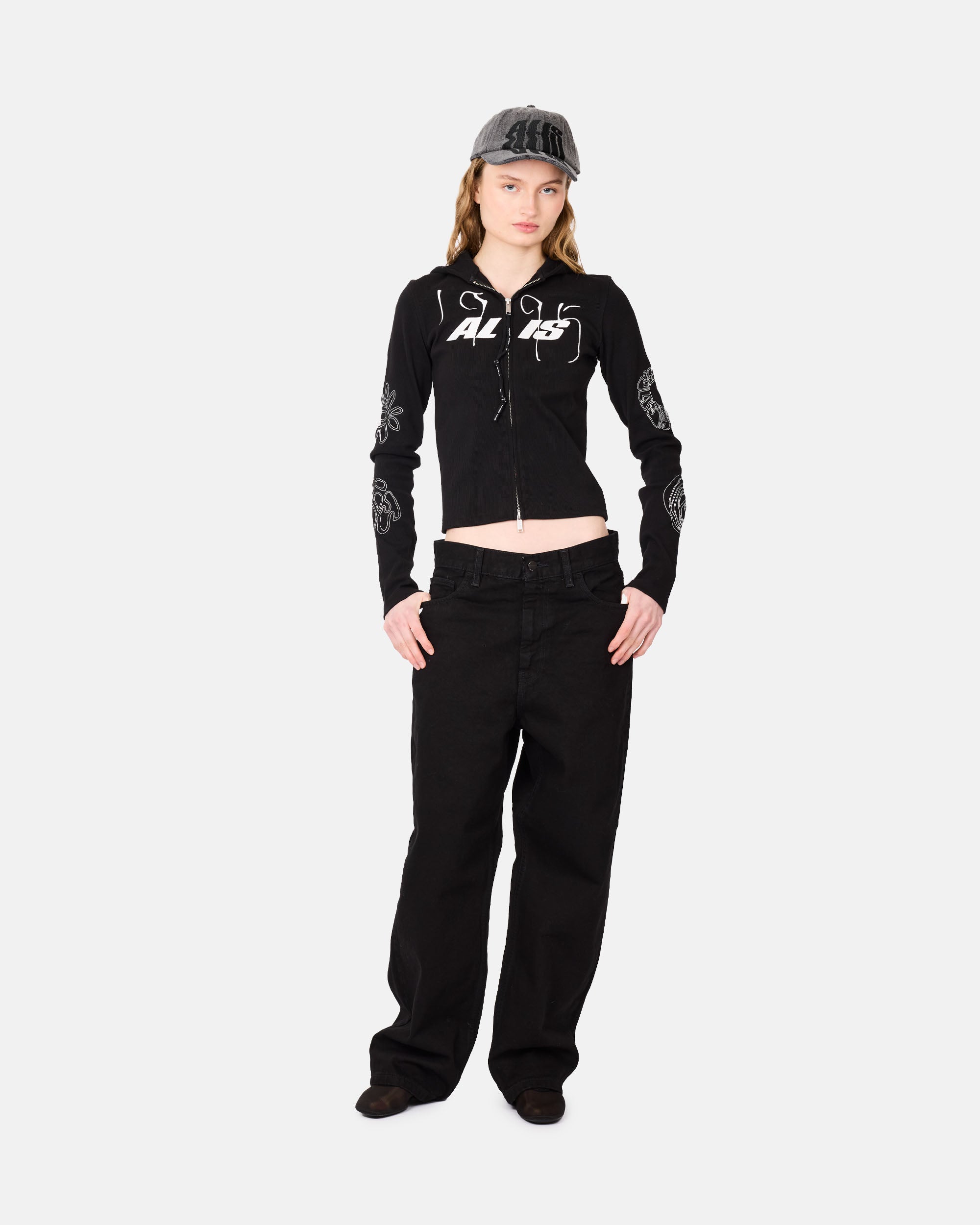 ALIS Nortey Rib Jersey Hoodie Solid Black 91-01