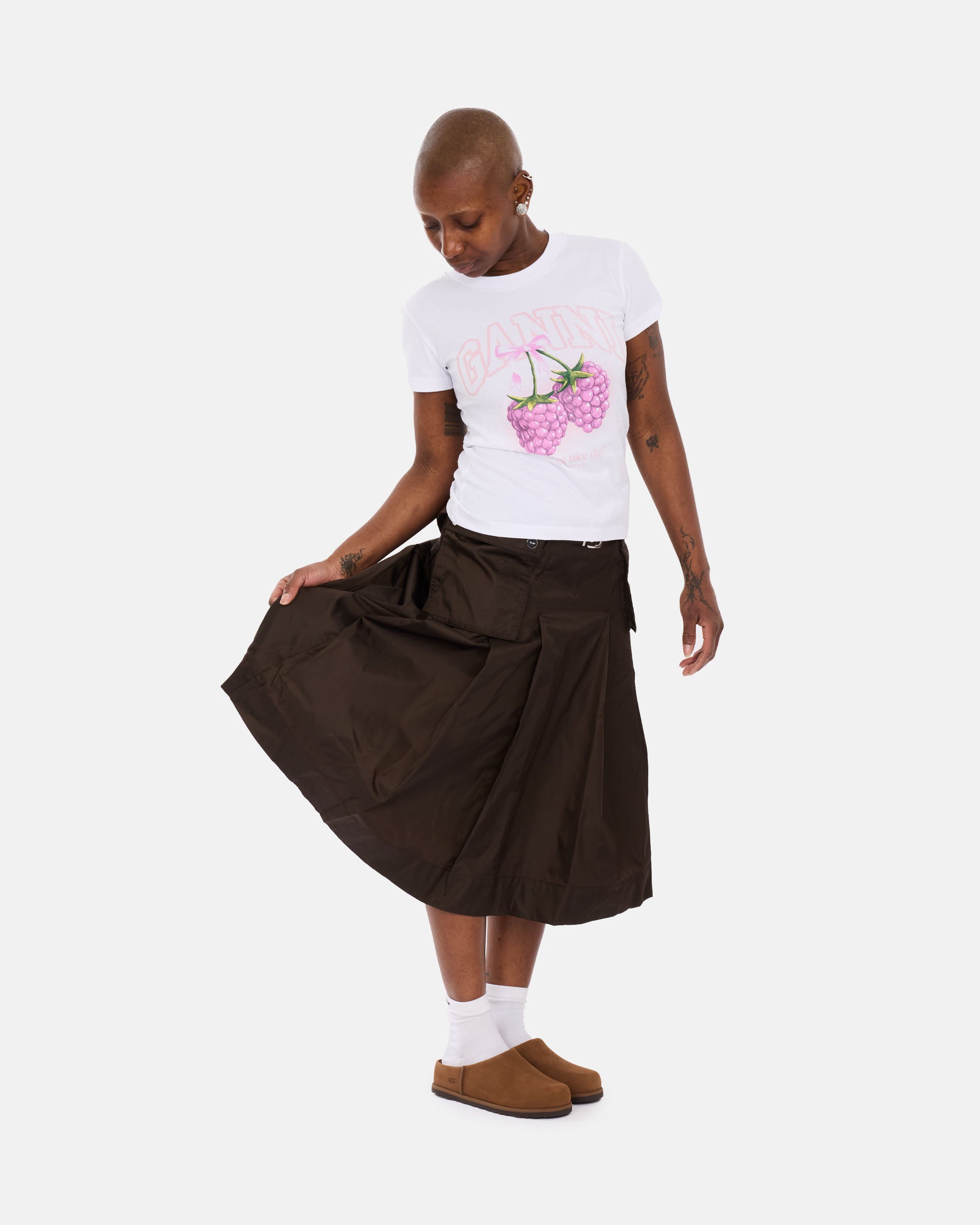 GANNI Baby Fit T-shirt Raspberry Bright White A1050185