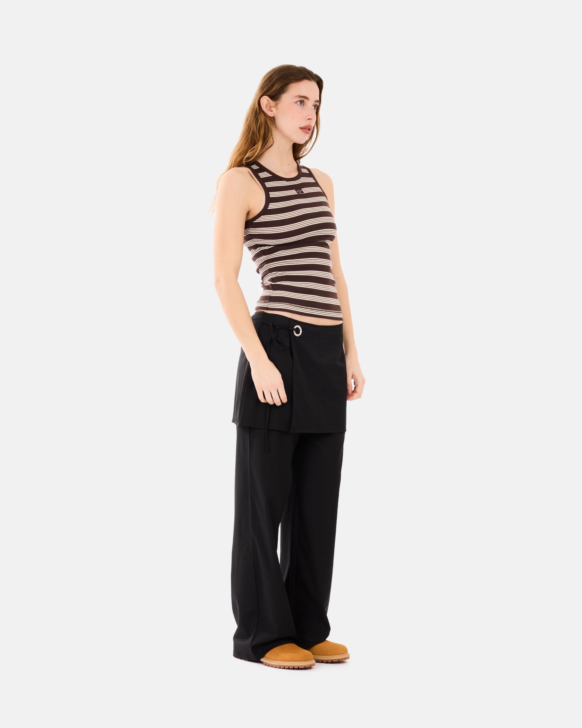 GANNI Soft Cotton Rib Tank Top Stripe Mole A1050192