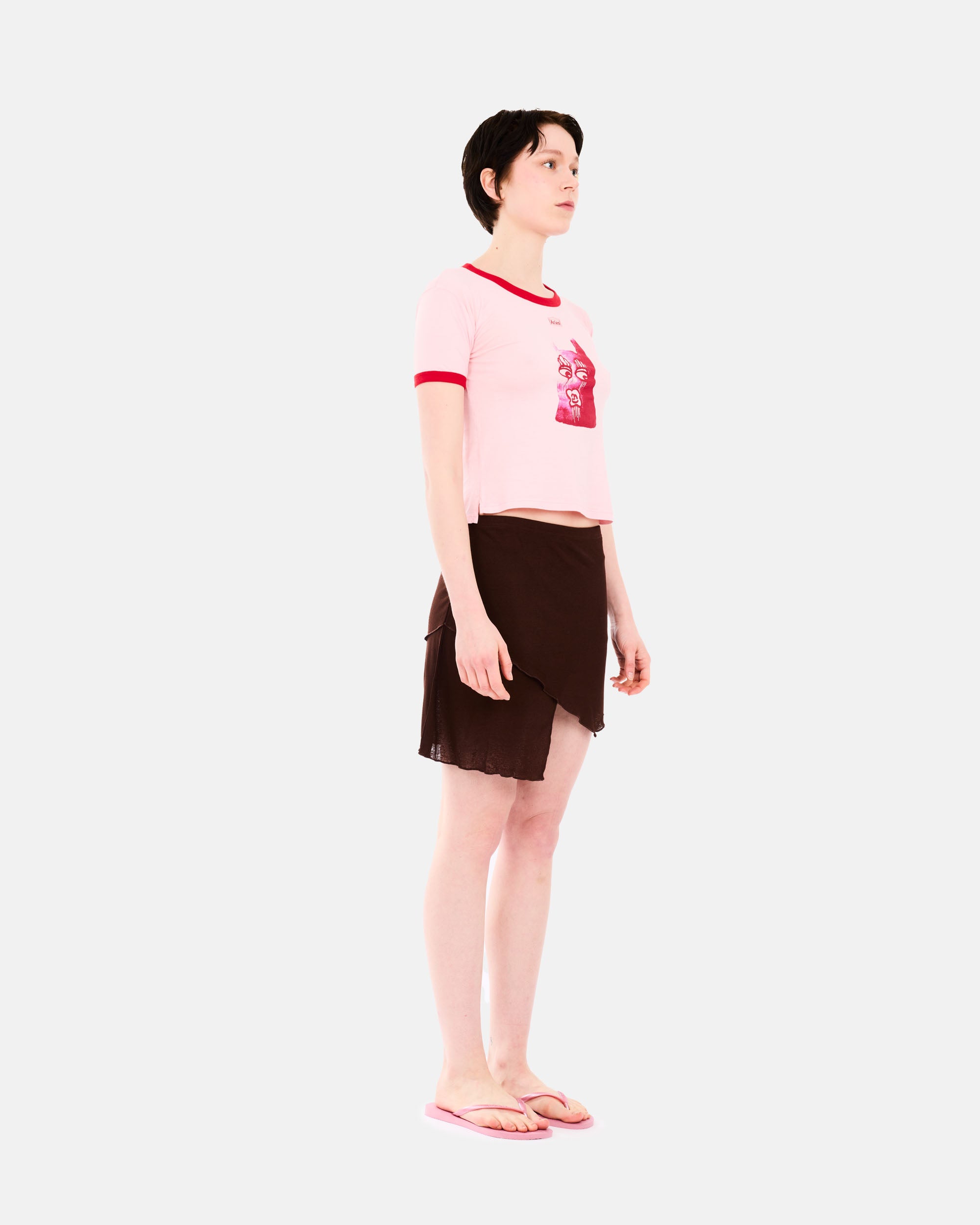 ARIES Who Knows Ss Ringer Tee Pink AR4009105
