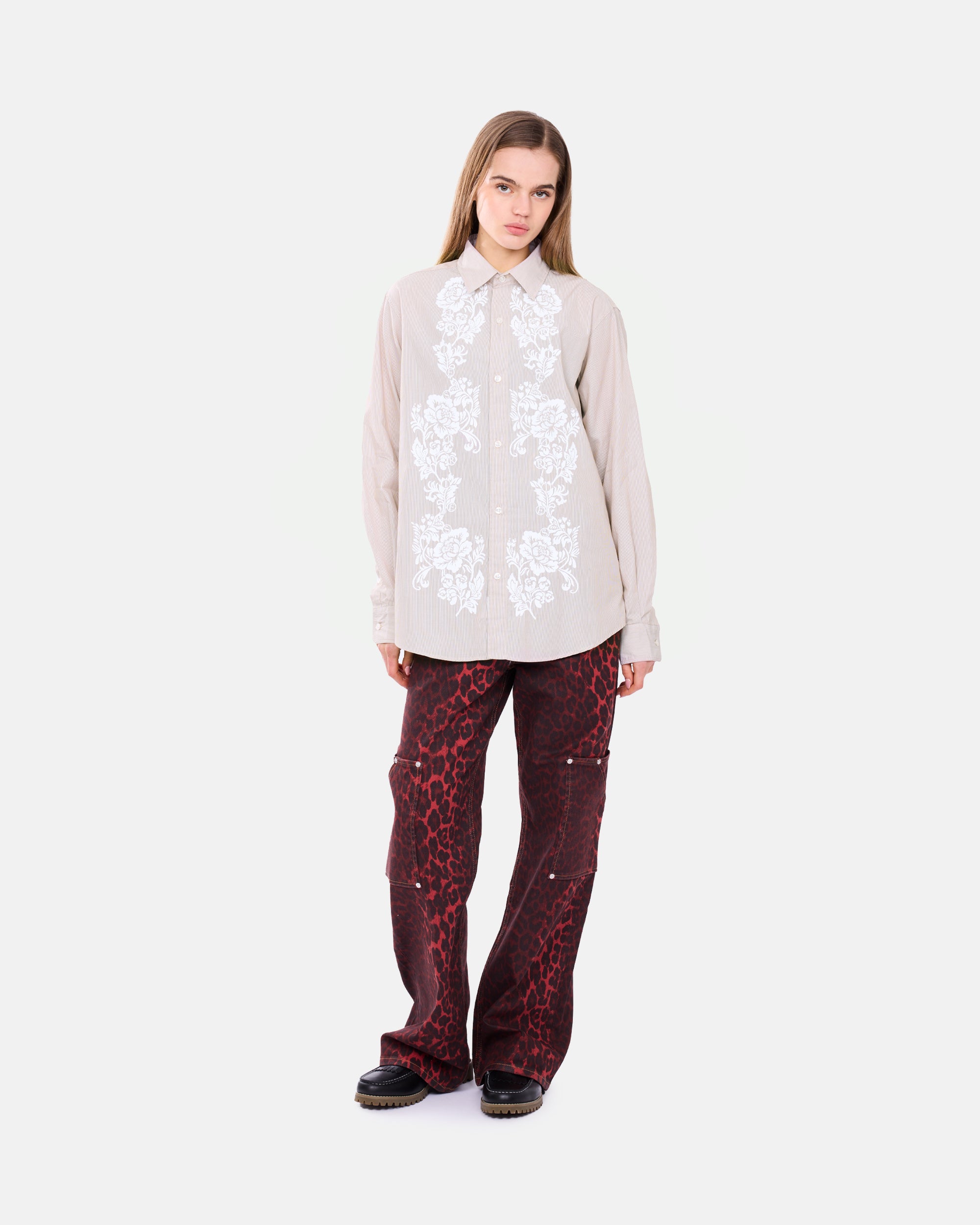 ARIES Lace Overprinted Poplin Shirt Brown AR4010203