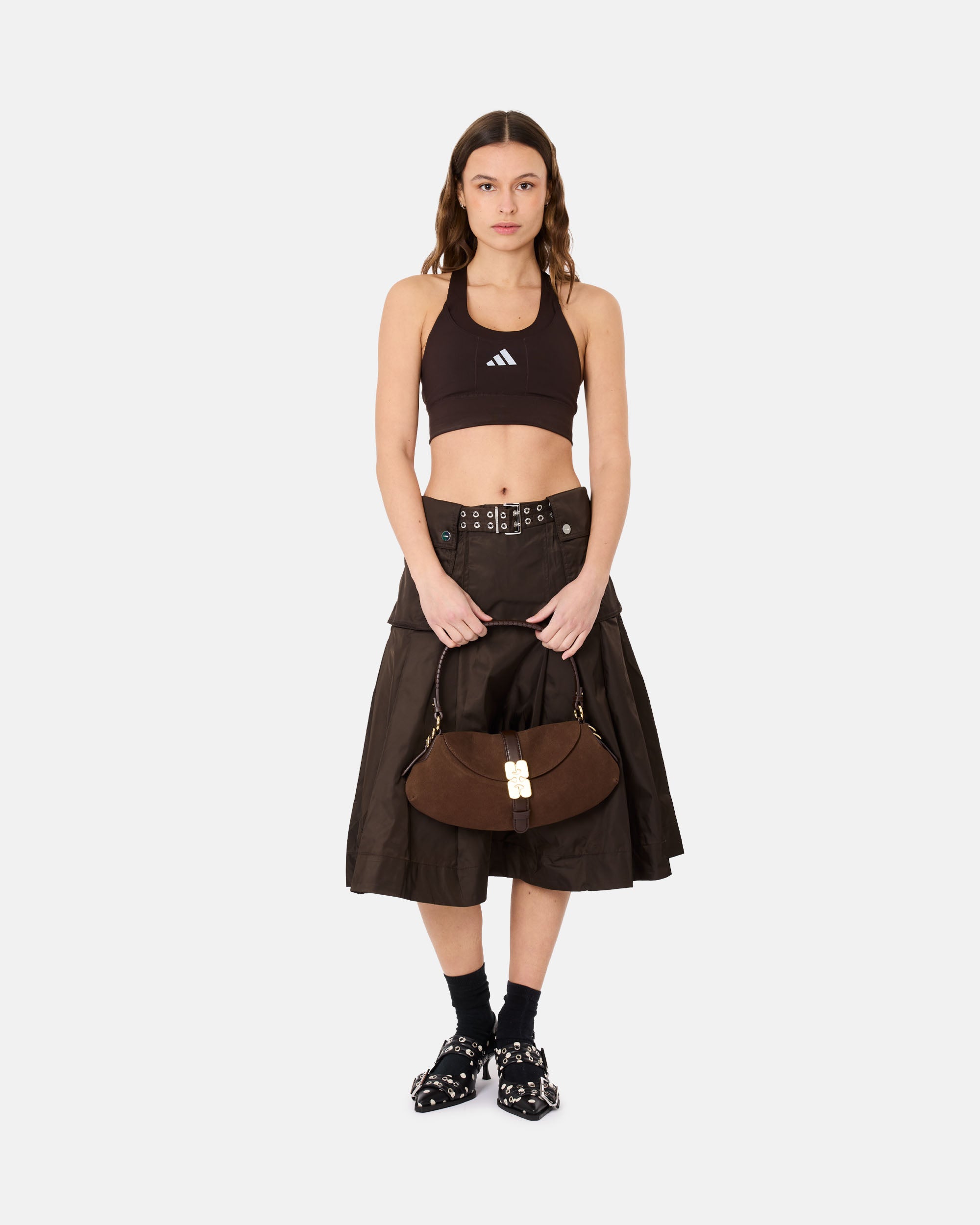 GANNI B-Kat Recycled Suede Pelinova Chicory Coffee B2070052-979