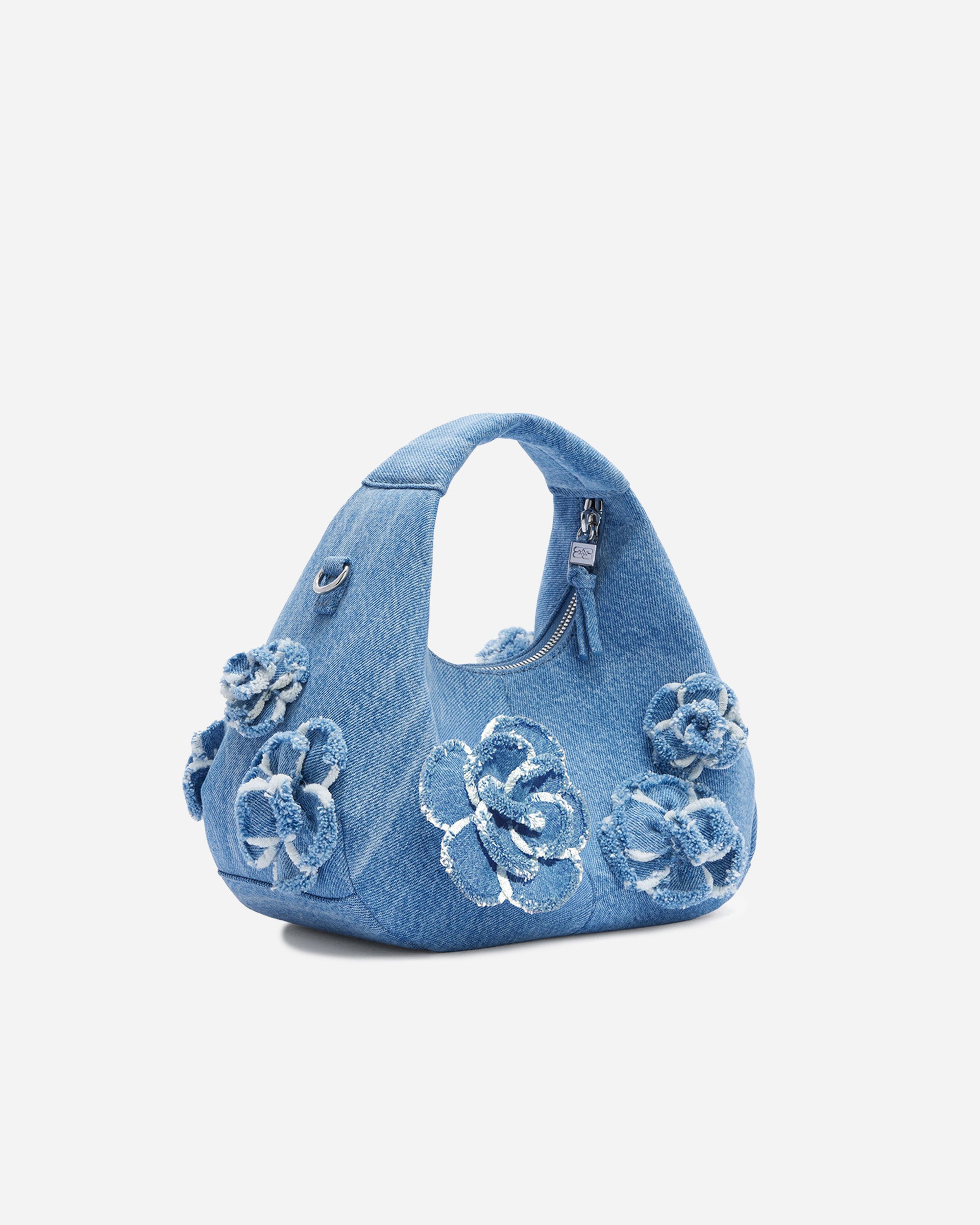GANNI Hobo Mini Denim Flowers Light Blue Vintage B2070104
