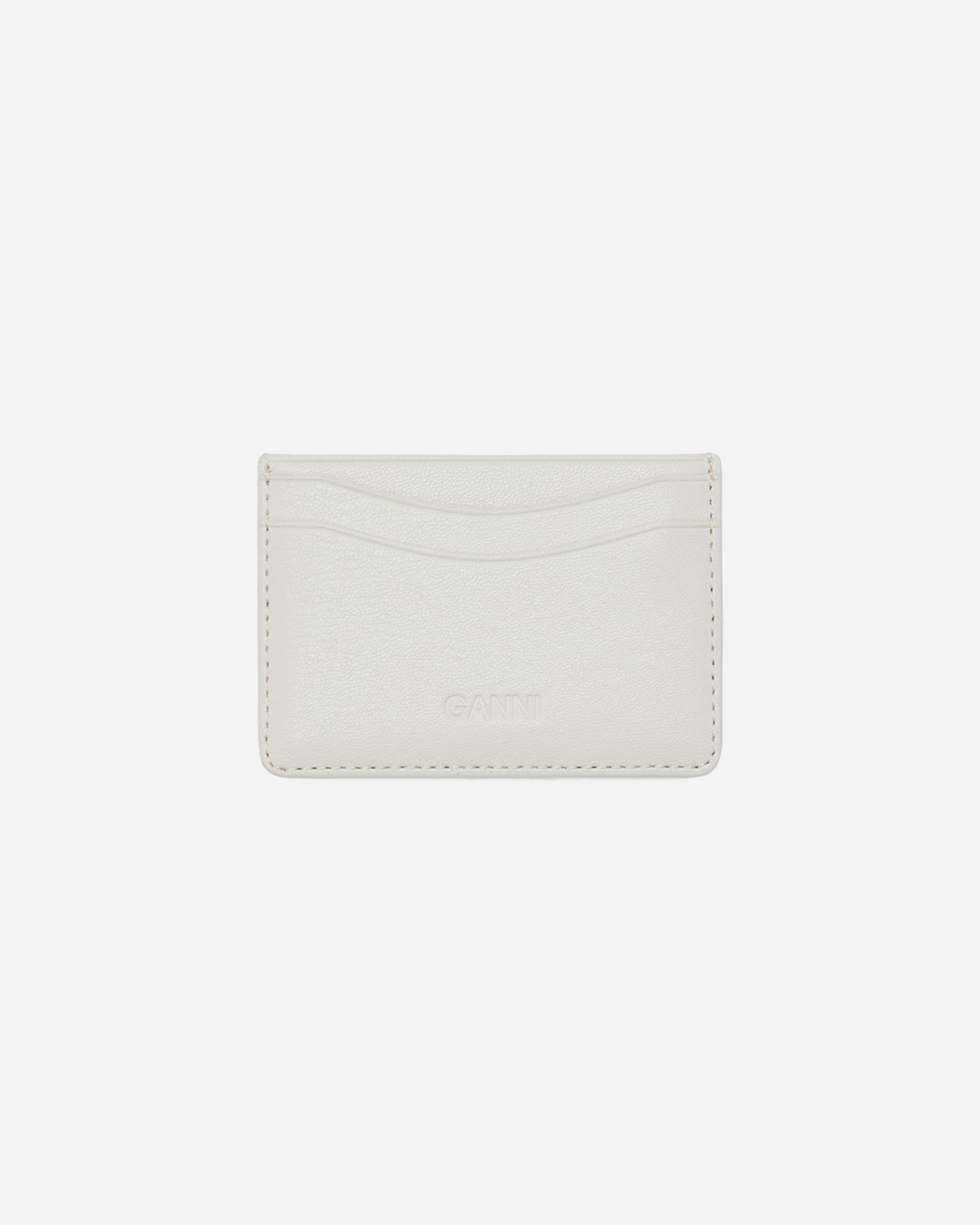 GANNI Bou Card Holder With Flap Raspberry Print Egret B3010257