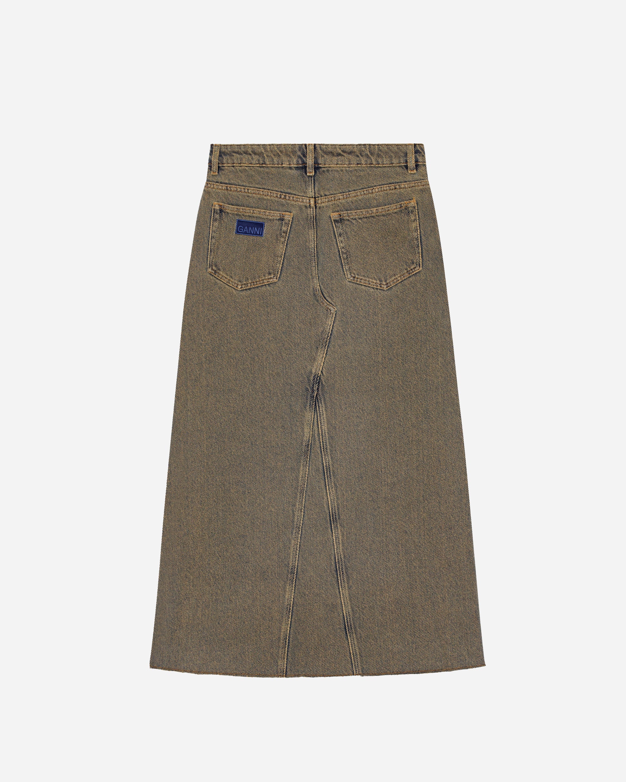 GANNI Überfärbter Maxirock aus schwerem Denim Shitake J1477