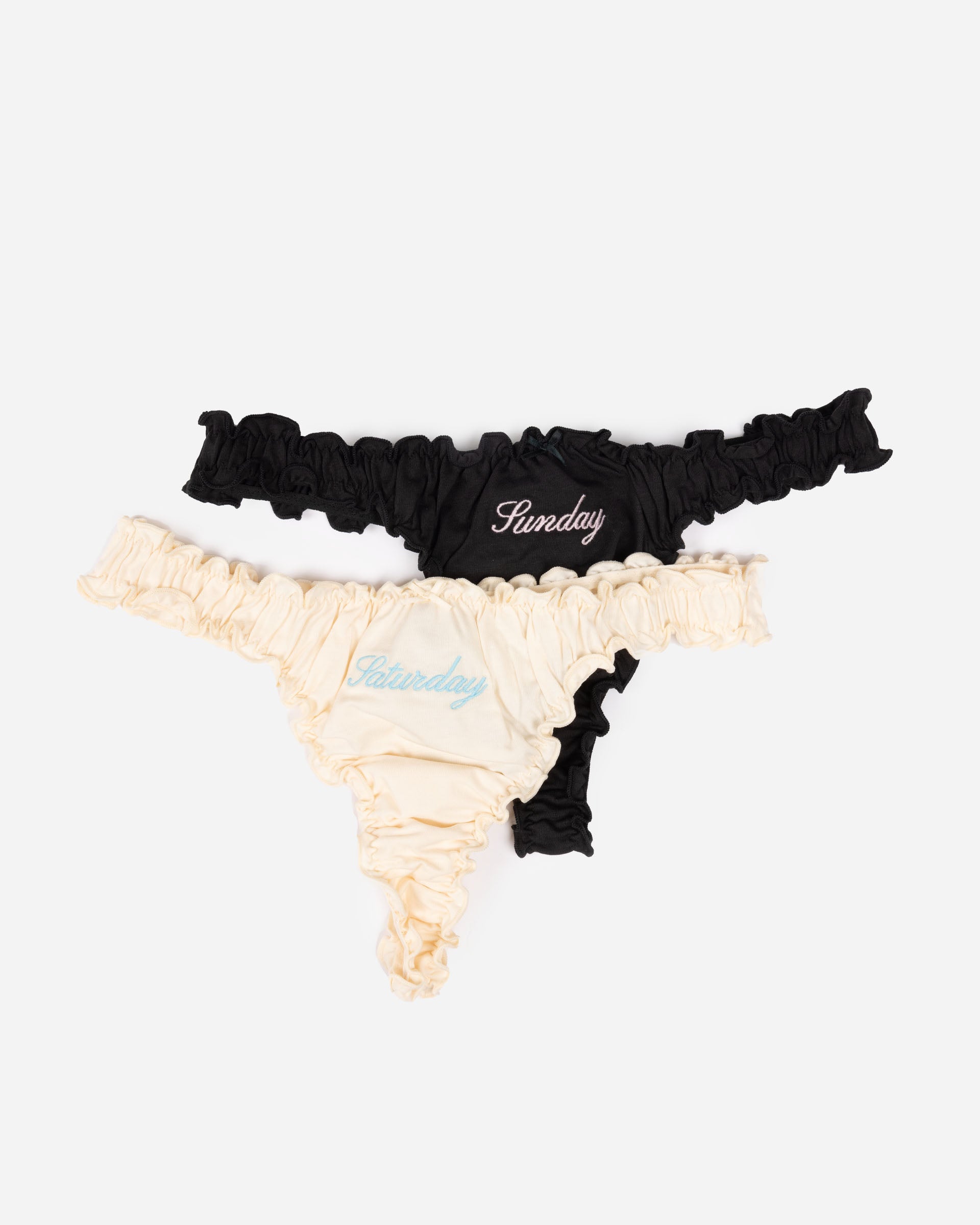 Organic Basics Core Ruffled Thong Week-Pack Pink /Red / Vanilla/Black OB110080P7